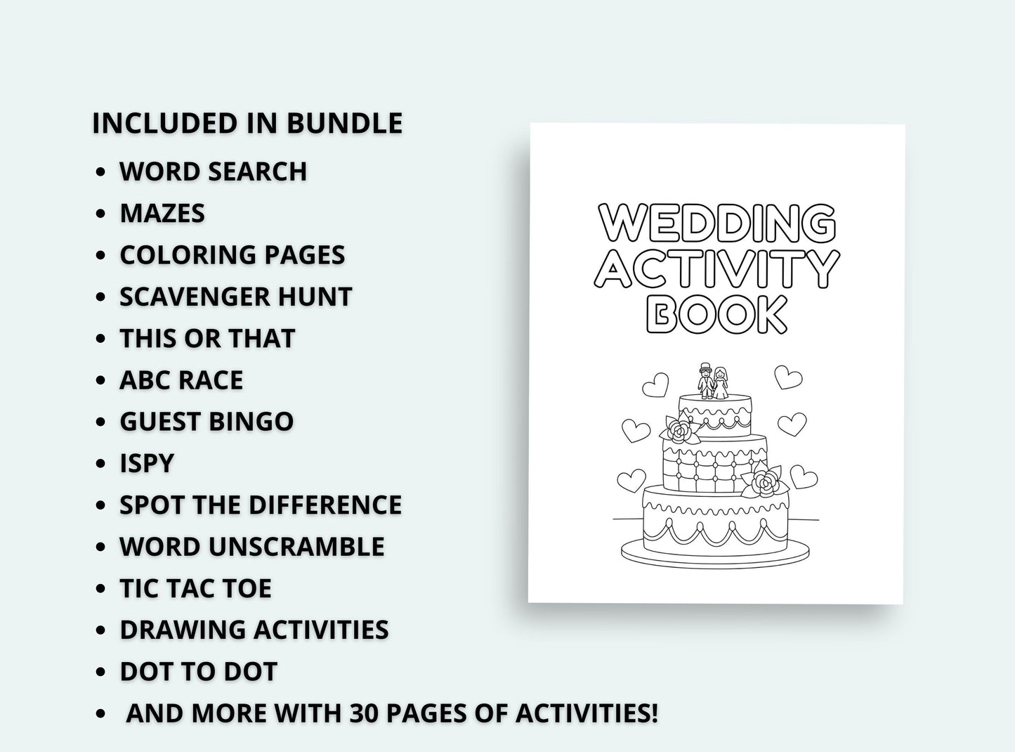 printable wedding activity book.
