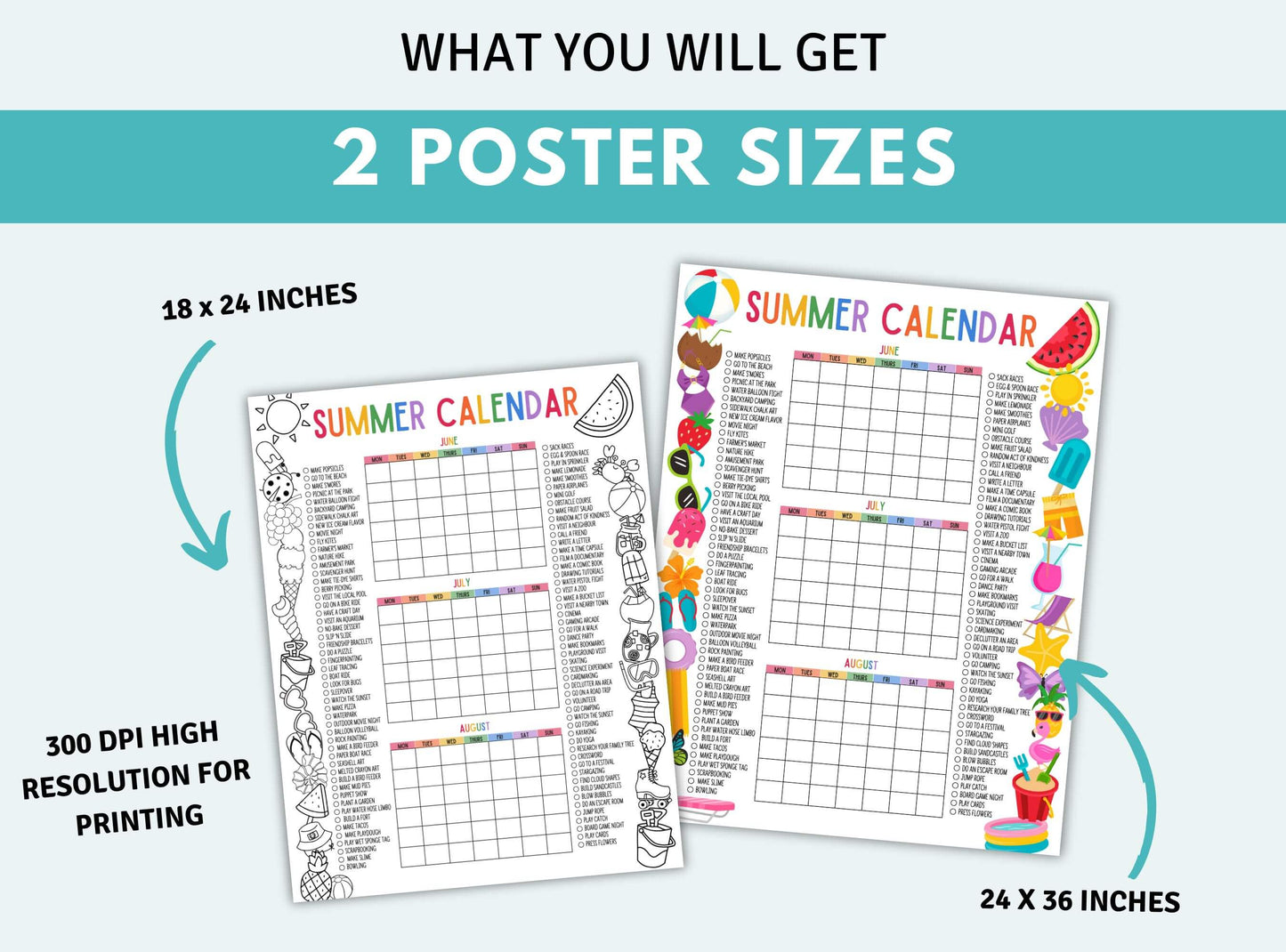 Printable Summer Wall Calendar