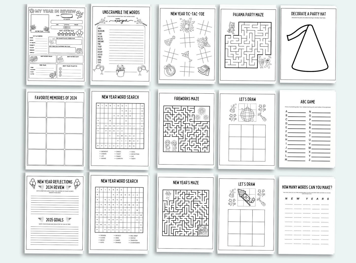 Printable New Years Eve Activity Bundle