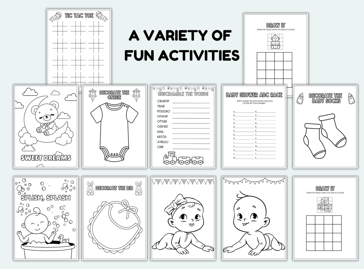 printable Baby Shower Activity Book.