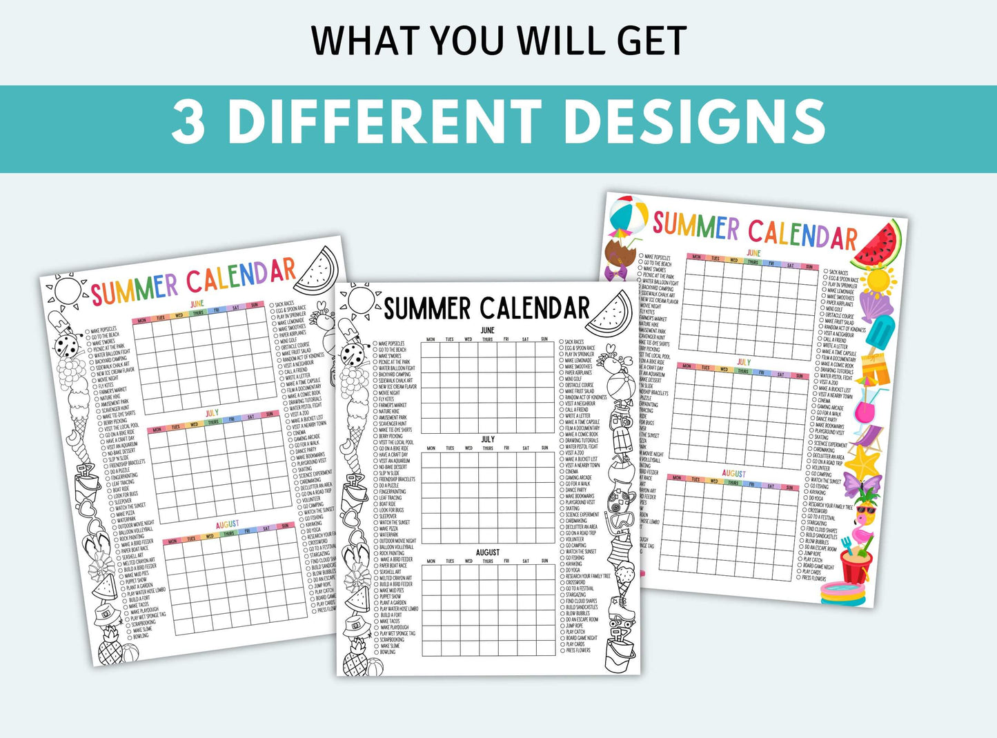 Printable Summer Wall Calendar