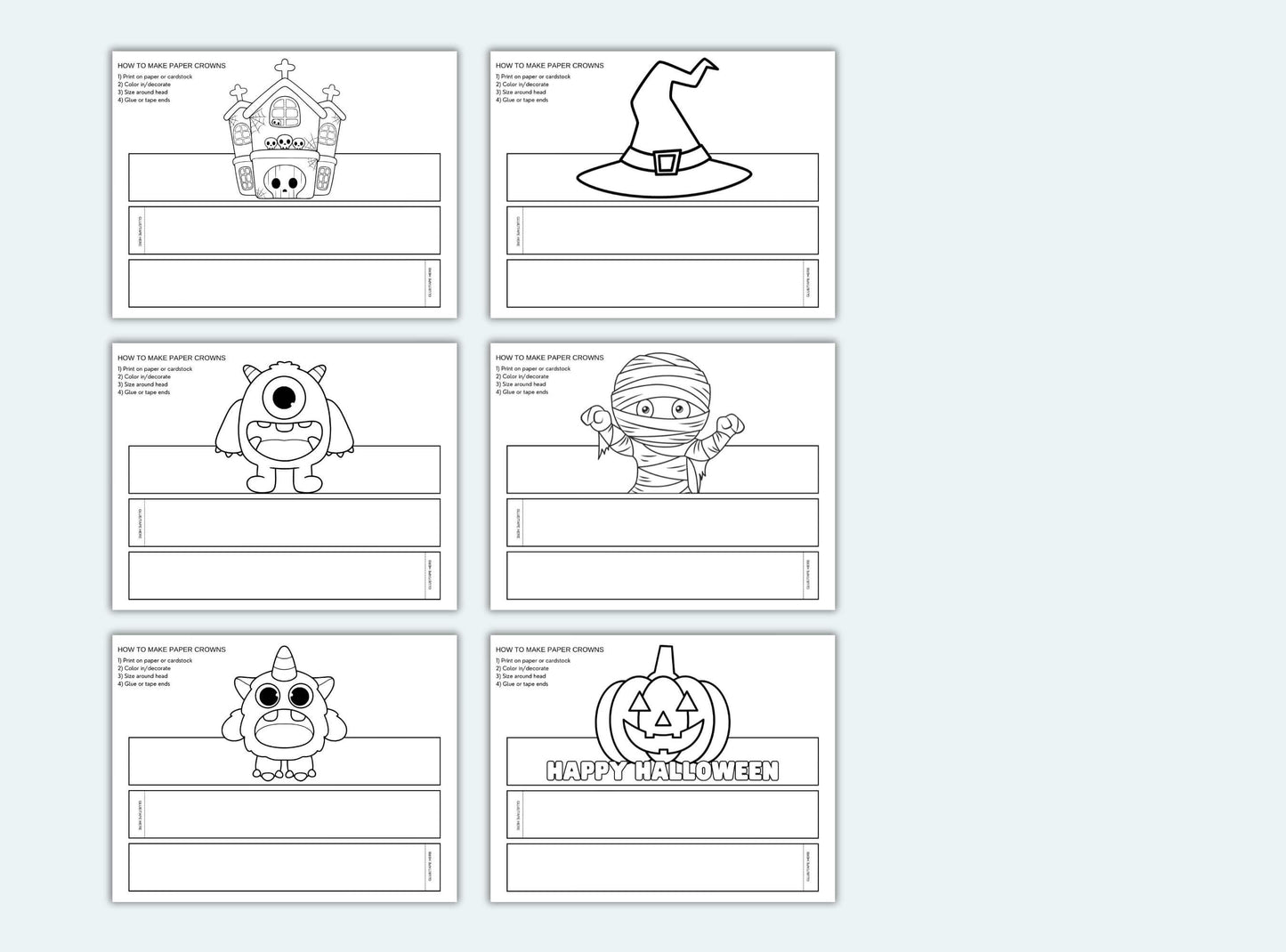 Printable Halloween Paper Crown Bundle