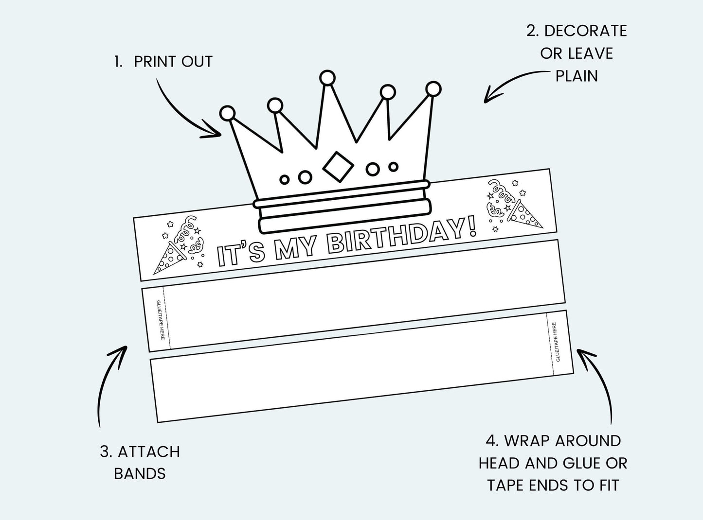 Printable Birthday Paper Crown Bundle