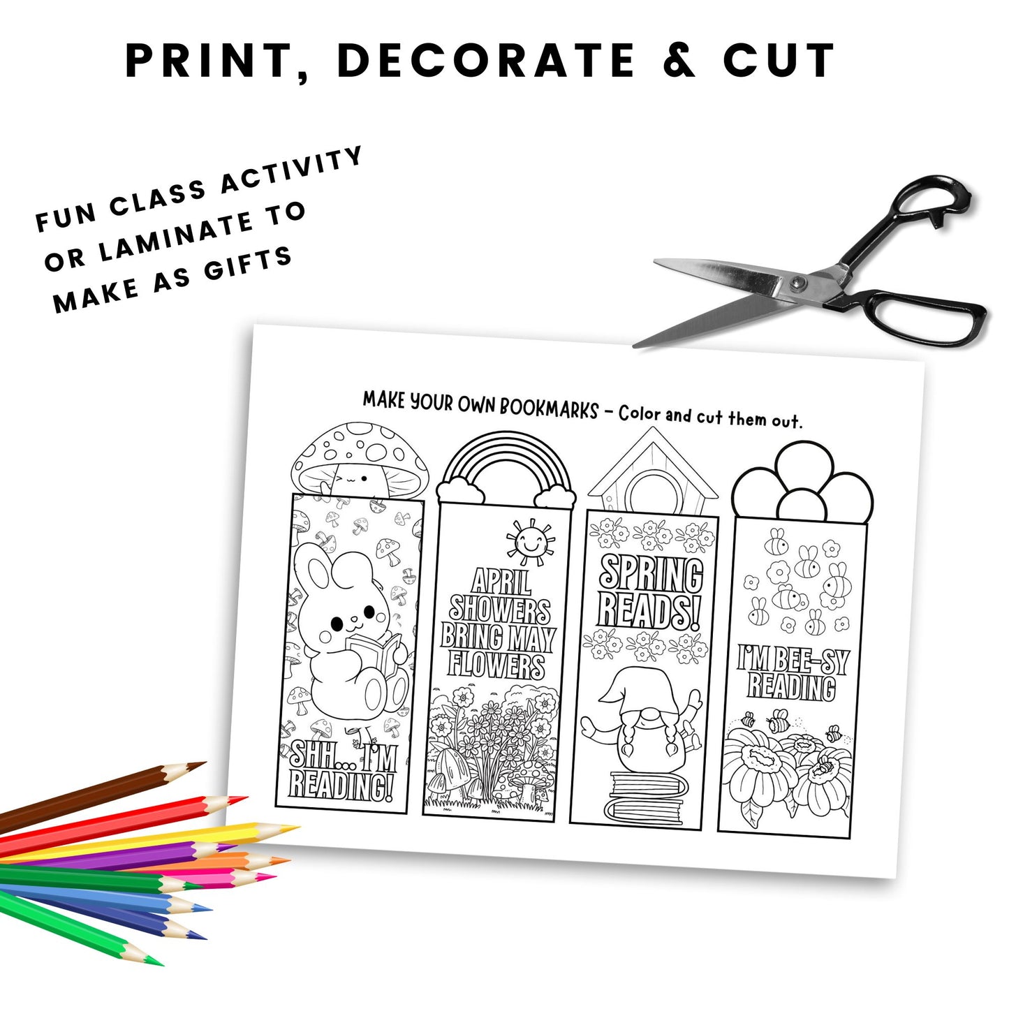 Printable Spring Colouring Bookmarks