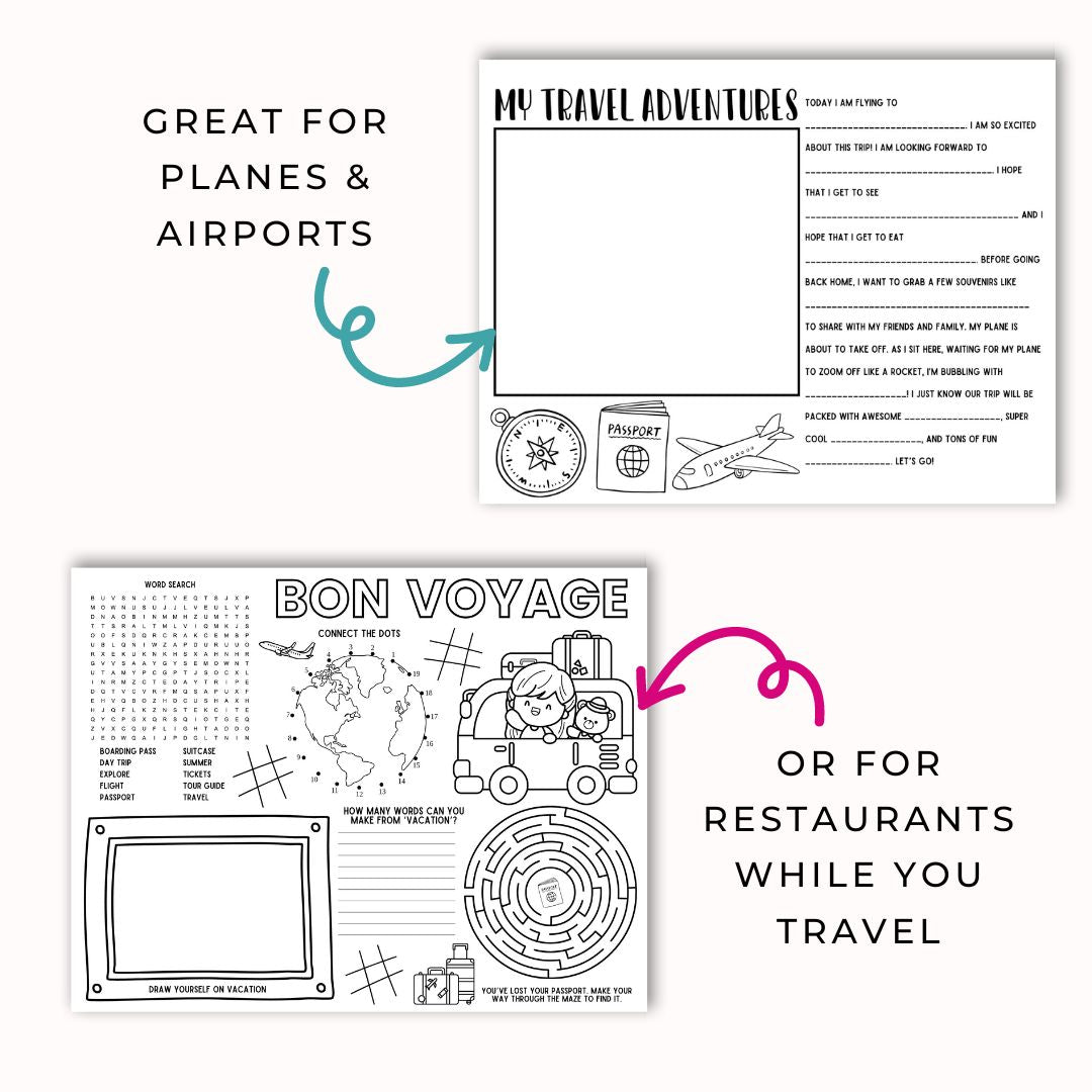 Printable Travel Activity Placemats