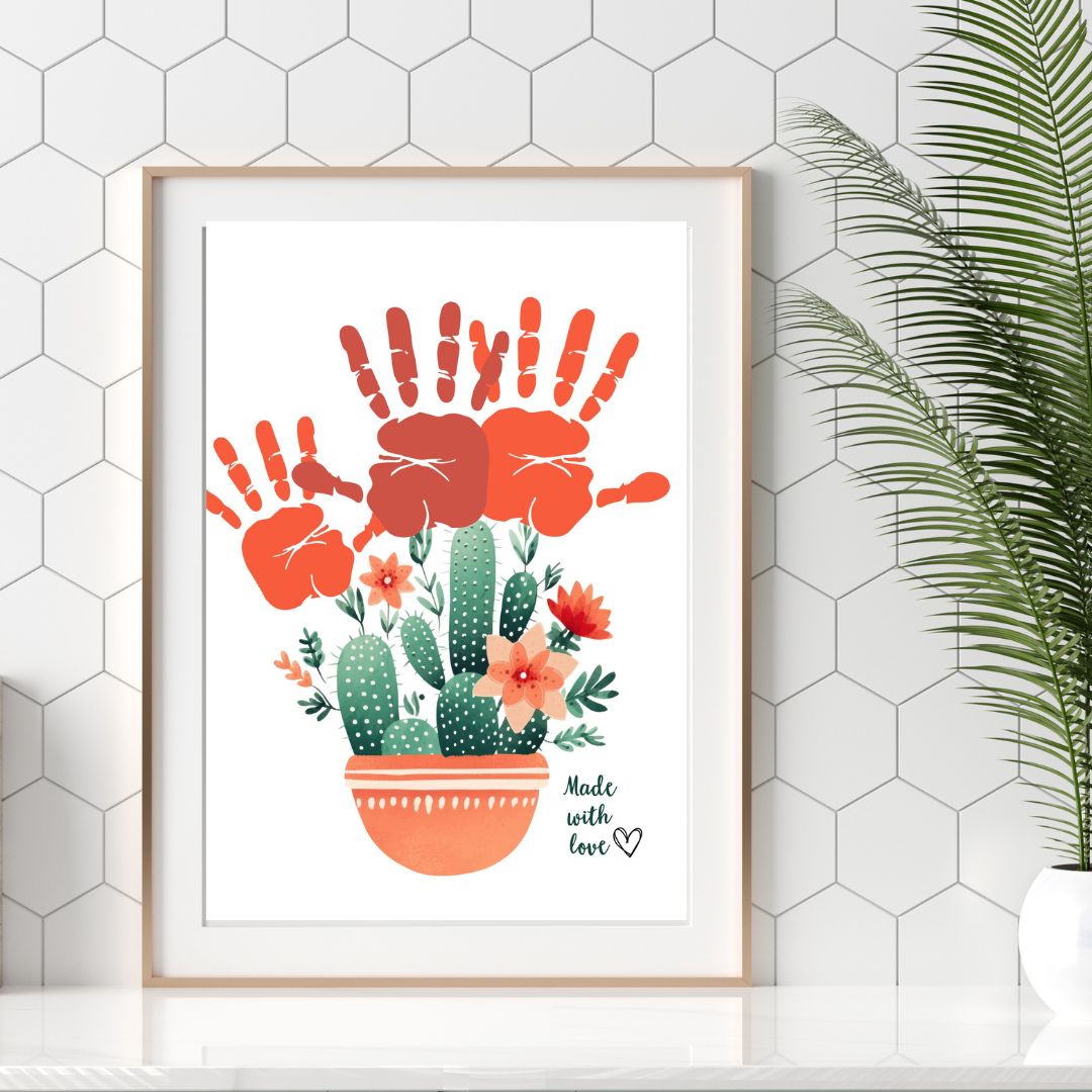 printable cactus handprint craft template