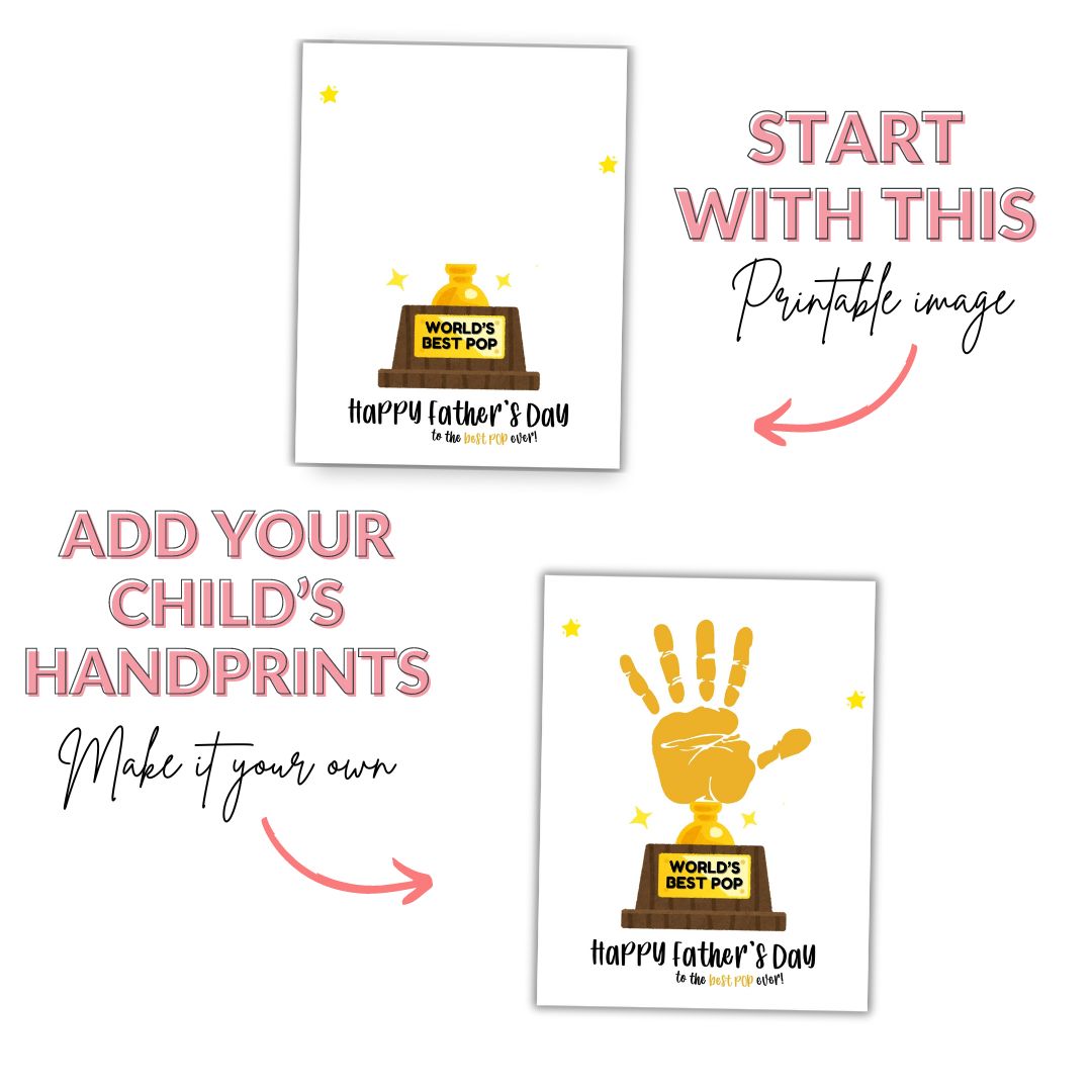 Printable World's Best Pop Trophy Father's Day Handprint Art