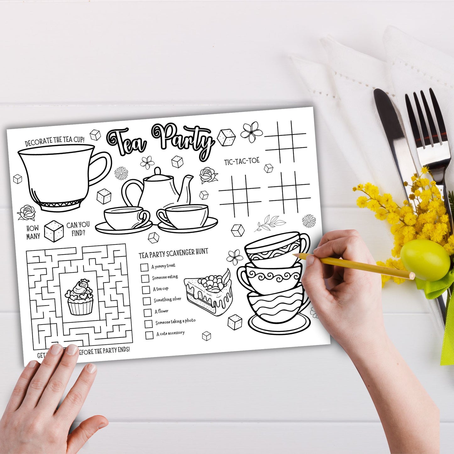 Tea Party Activity Placemats
