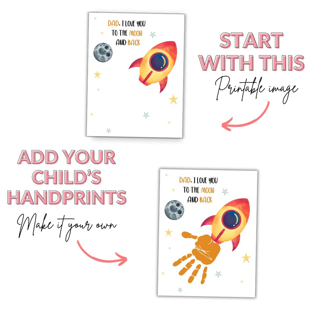Printable I Love You To The Moon Handprint Art For Dad