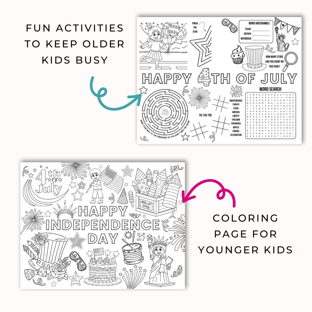 Printable 4th Of July Activity Placemats