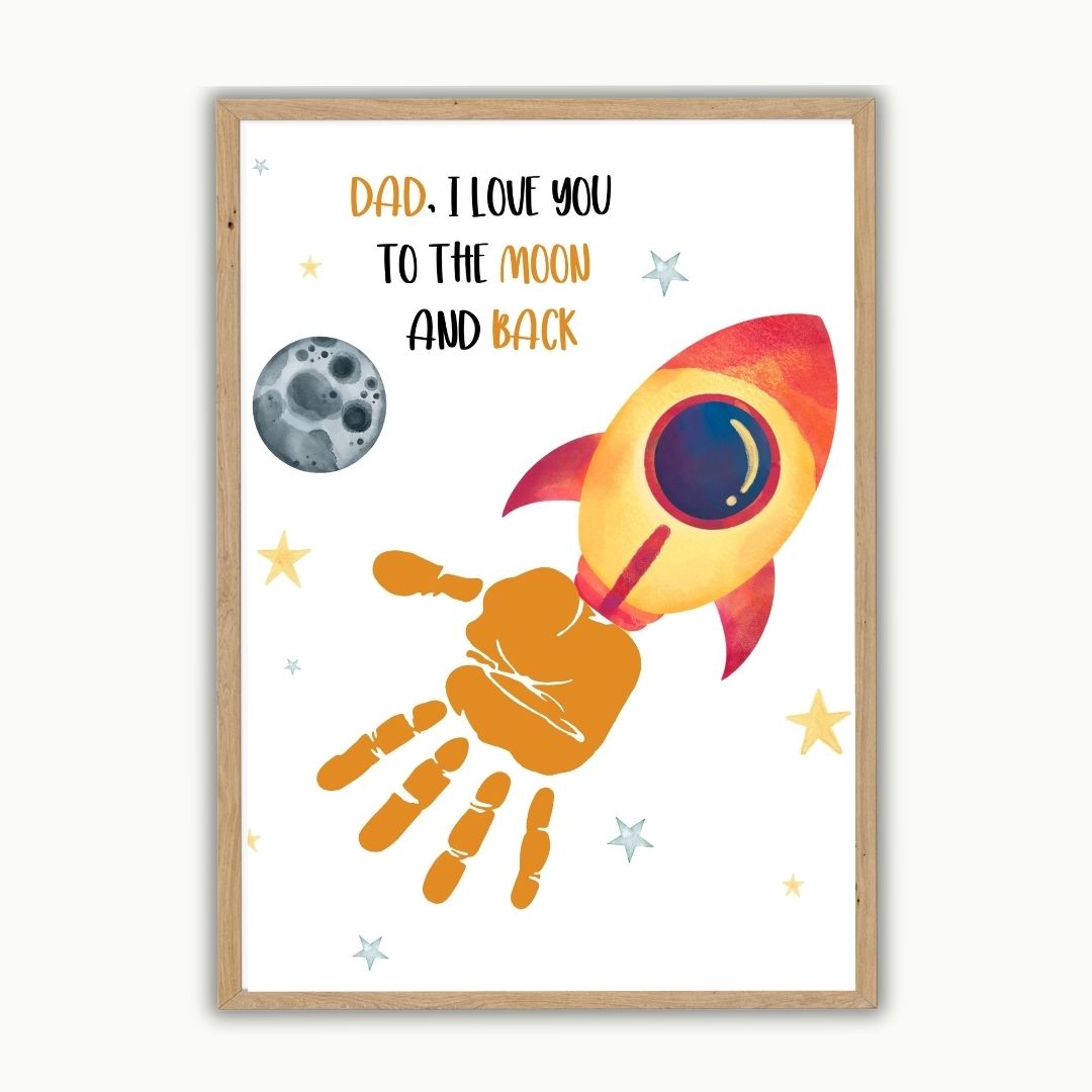Printable I Love You To The Moon Handprint Art For Dad