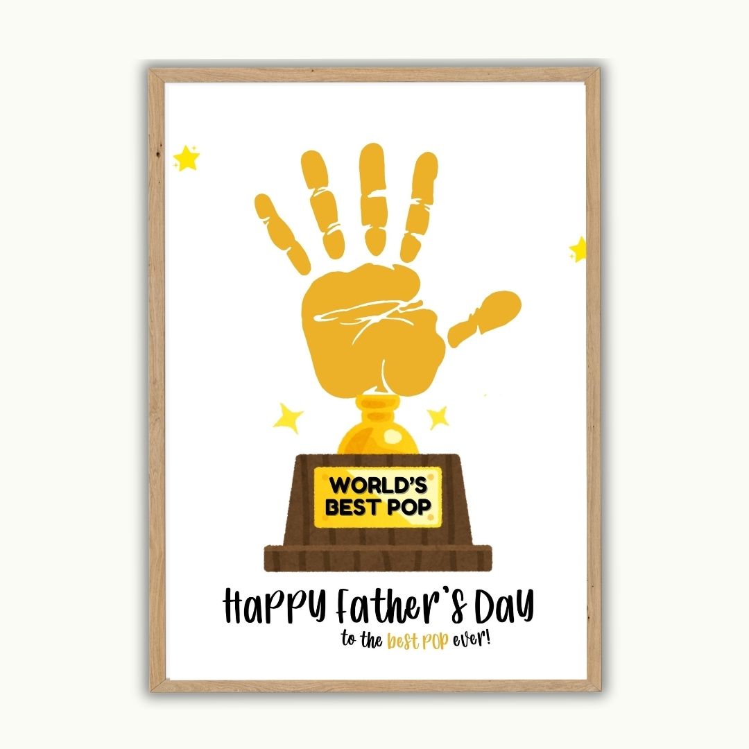 Printable World's Best Pop Trophy Father's Day Handprint Art