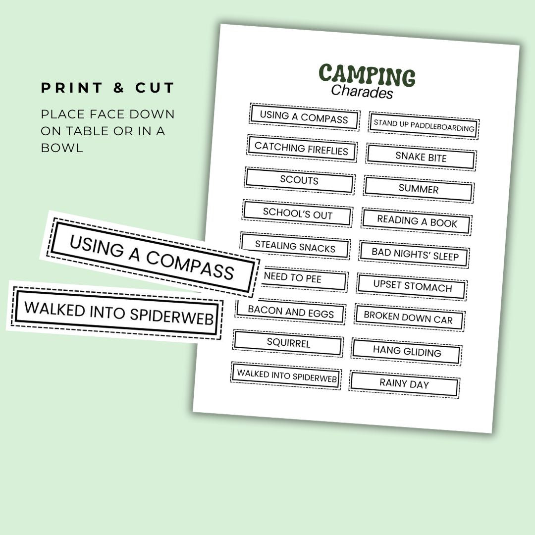 Printable Camping Charades Game