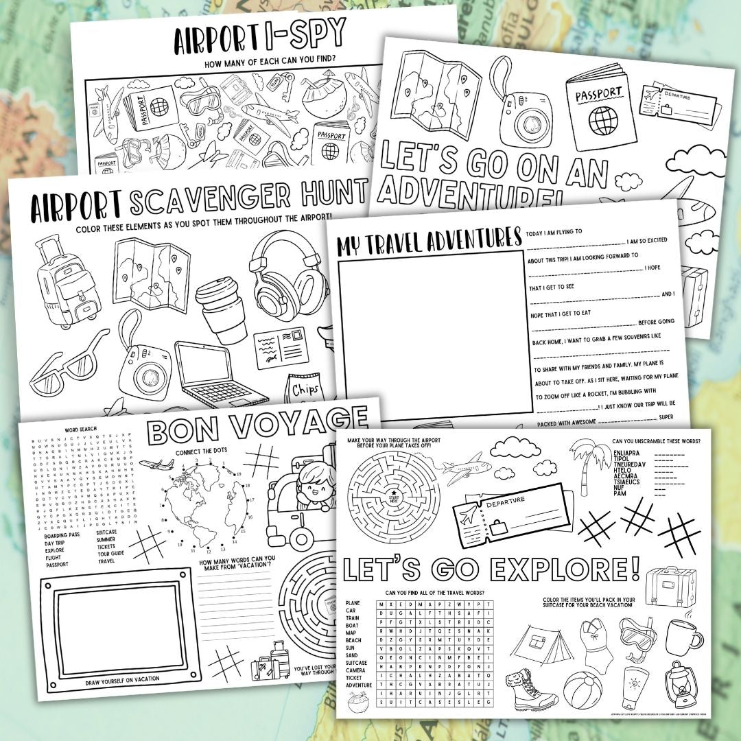 Printable Travel Activity Placemats