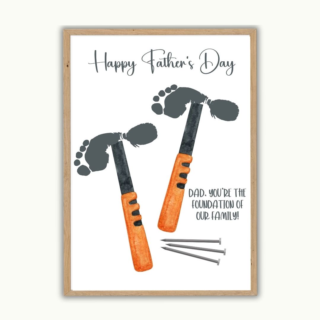 Printable Hammer Father's Day Footprint Art