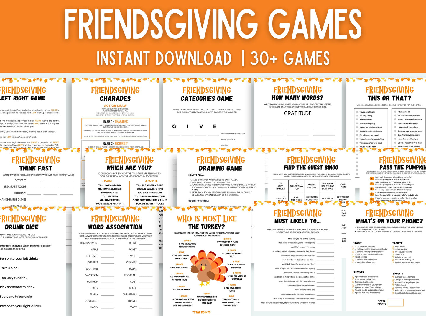 Printable Friendsgiving Party Game Bundle