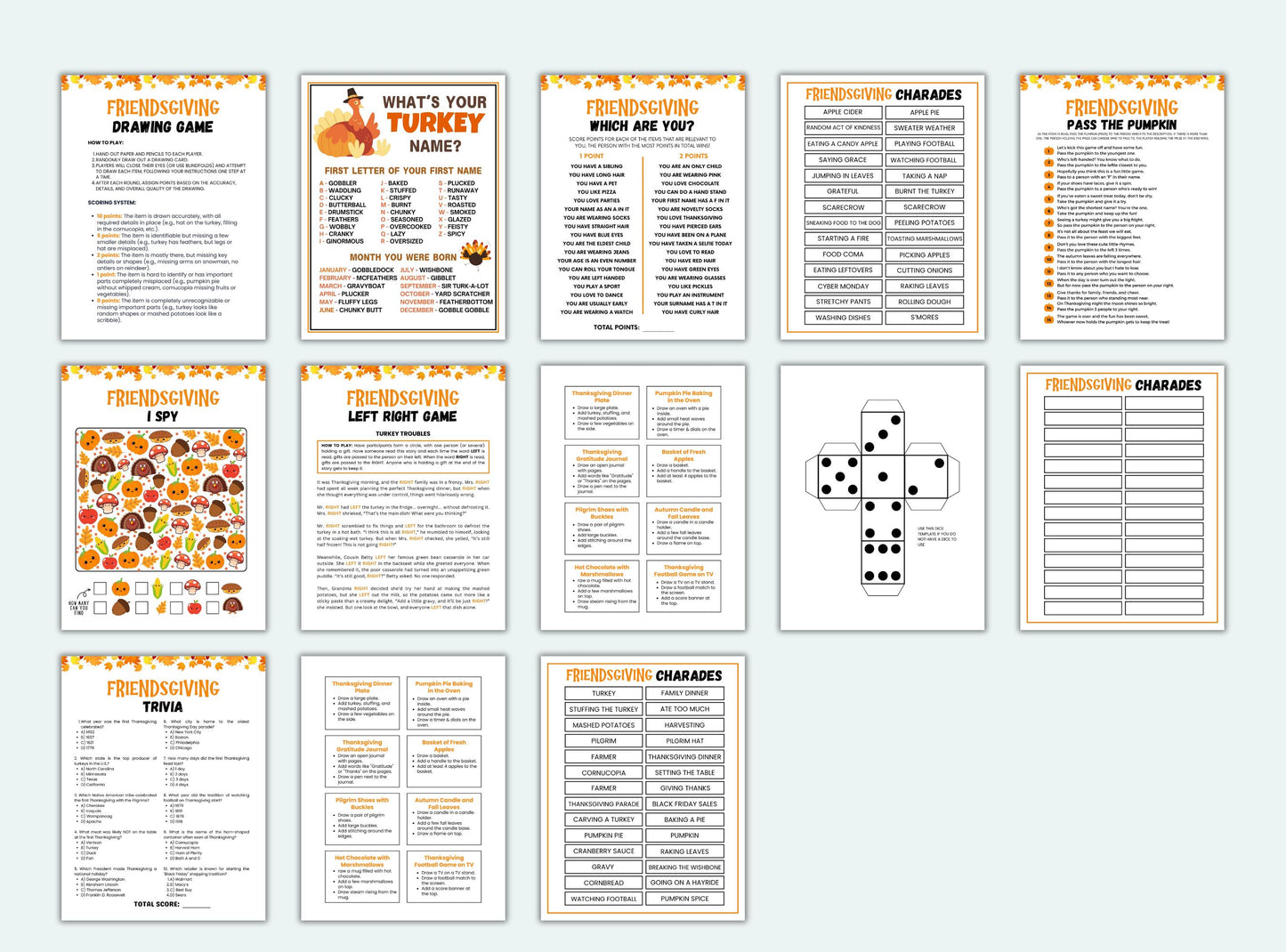 Printable Friendsgiving Party Game Bundle