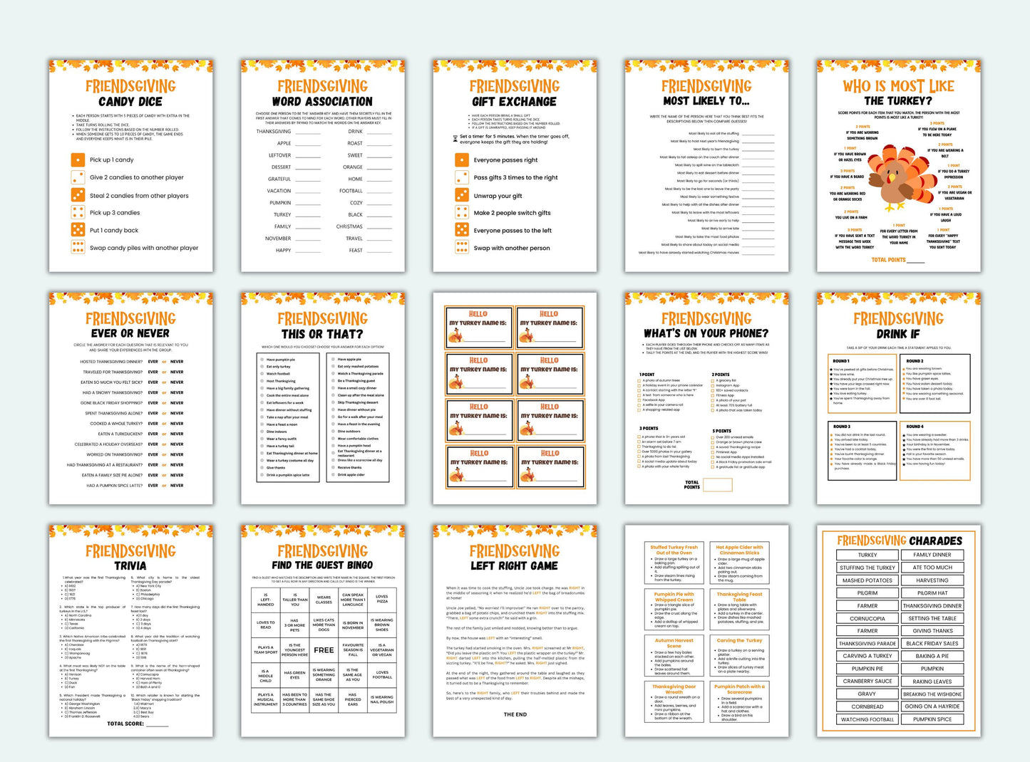 Printable Friendsgiving Party Game Bundle