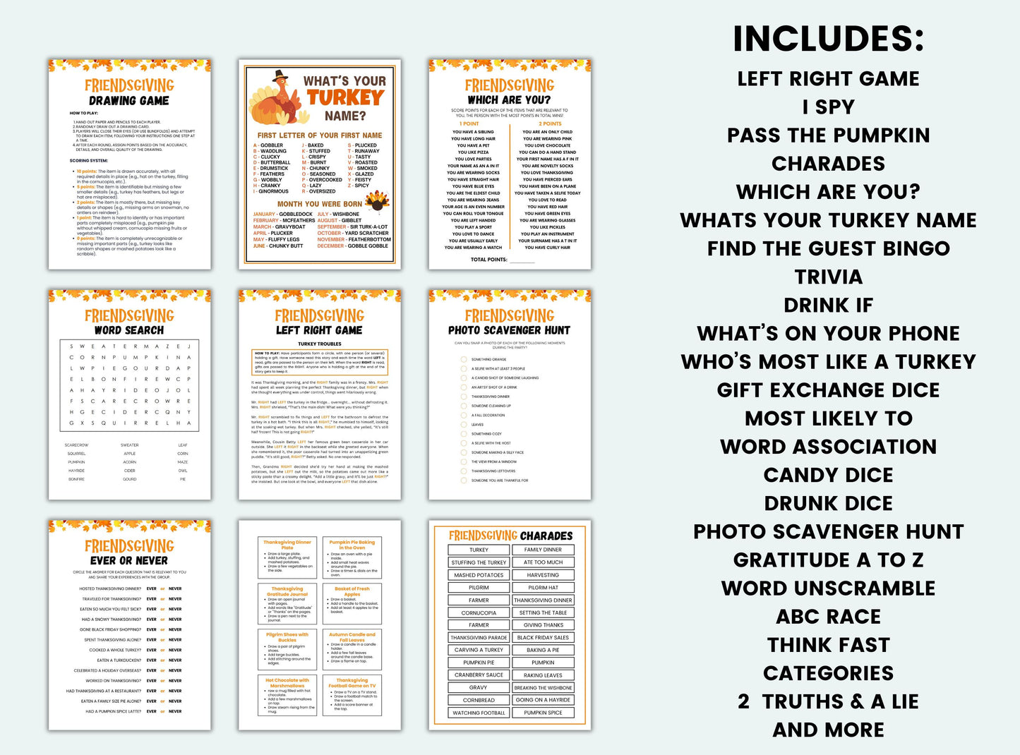 Printable Friendsgiving Party Game Bundle