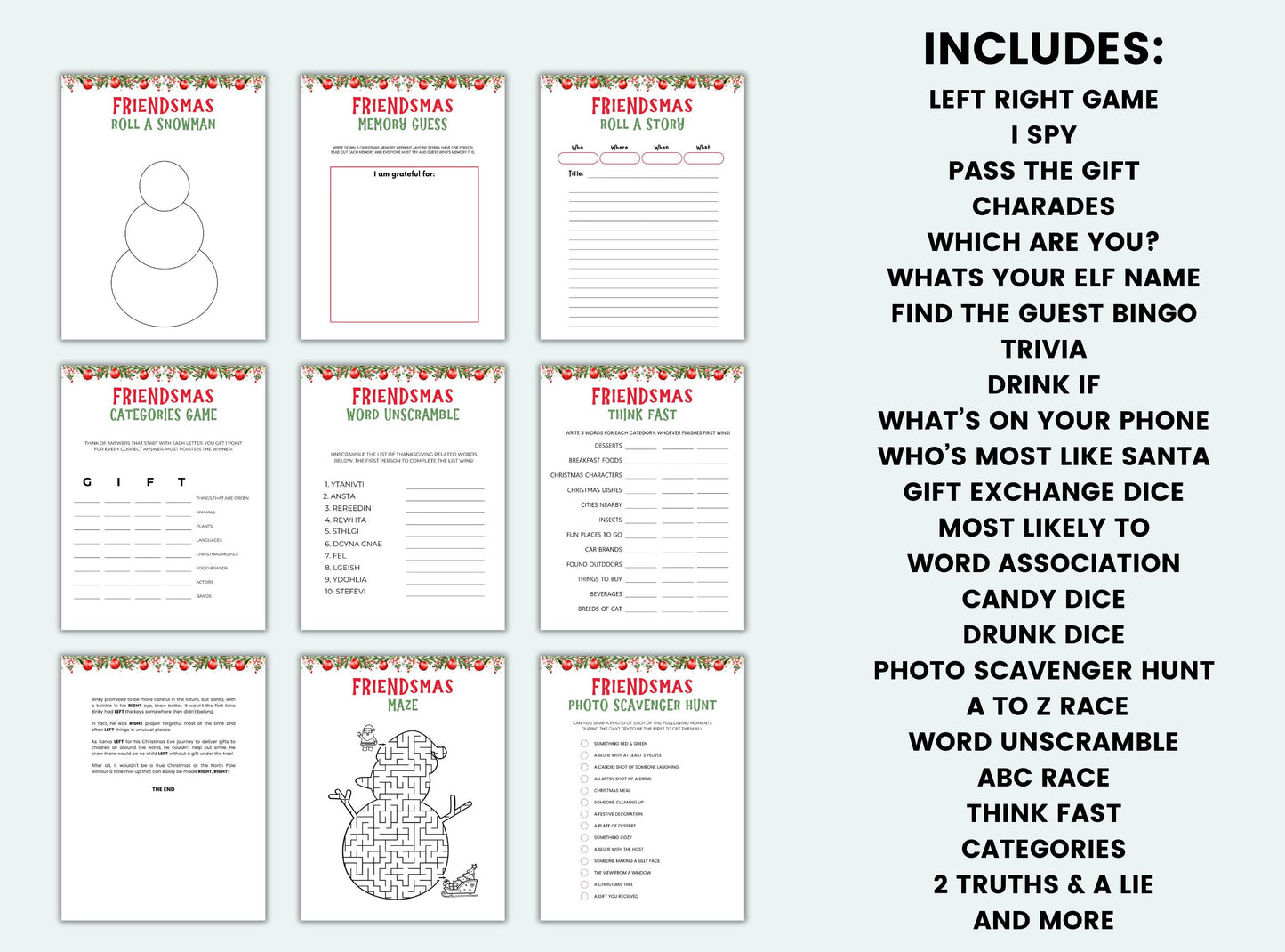 Printable Friendsmas Party Game Bundle