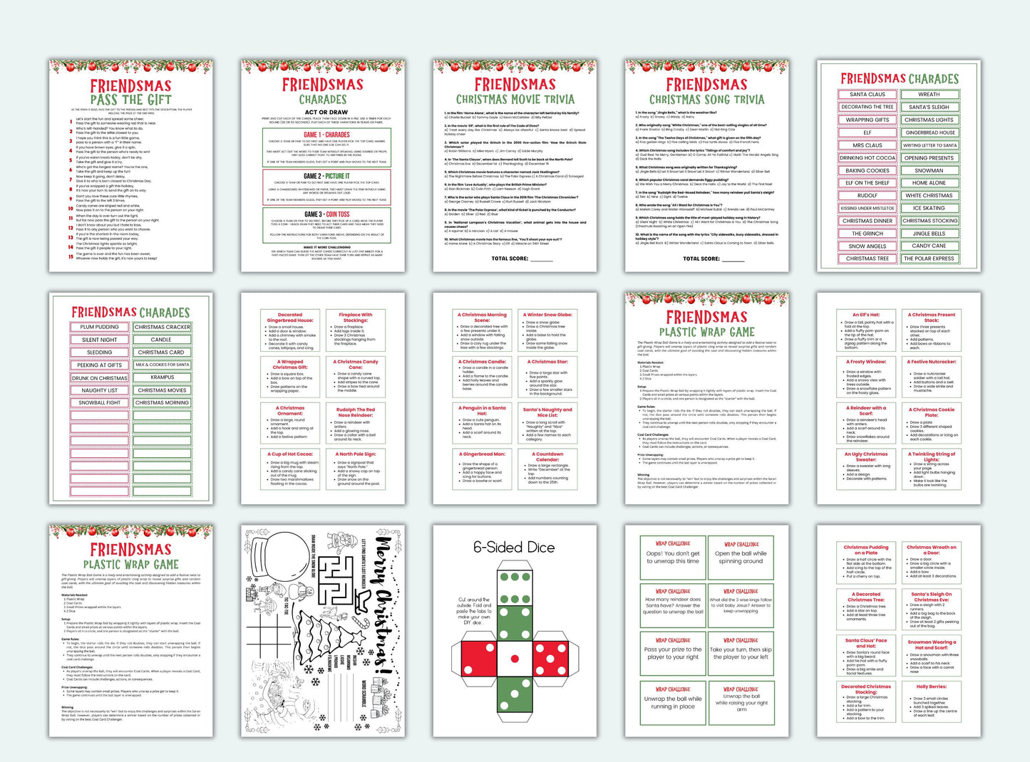 Printable Friendsmas Party Game Bundle