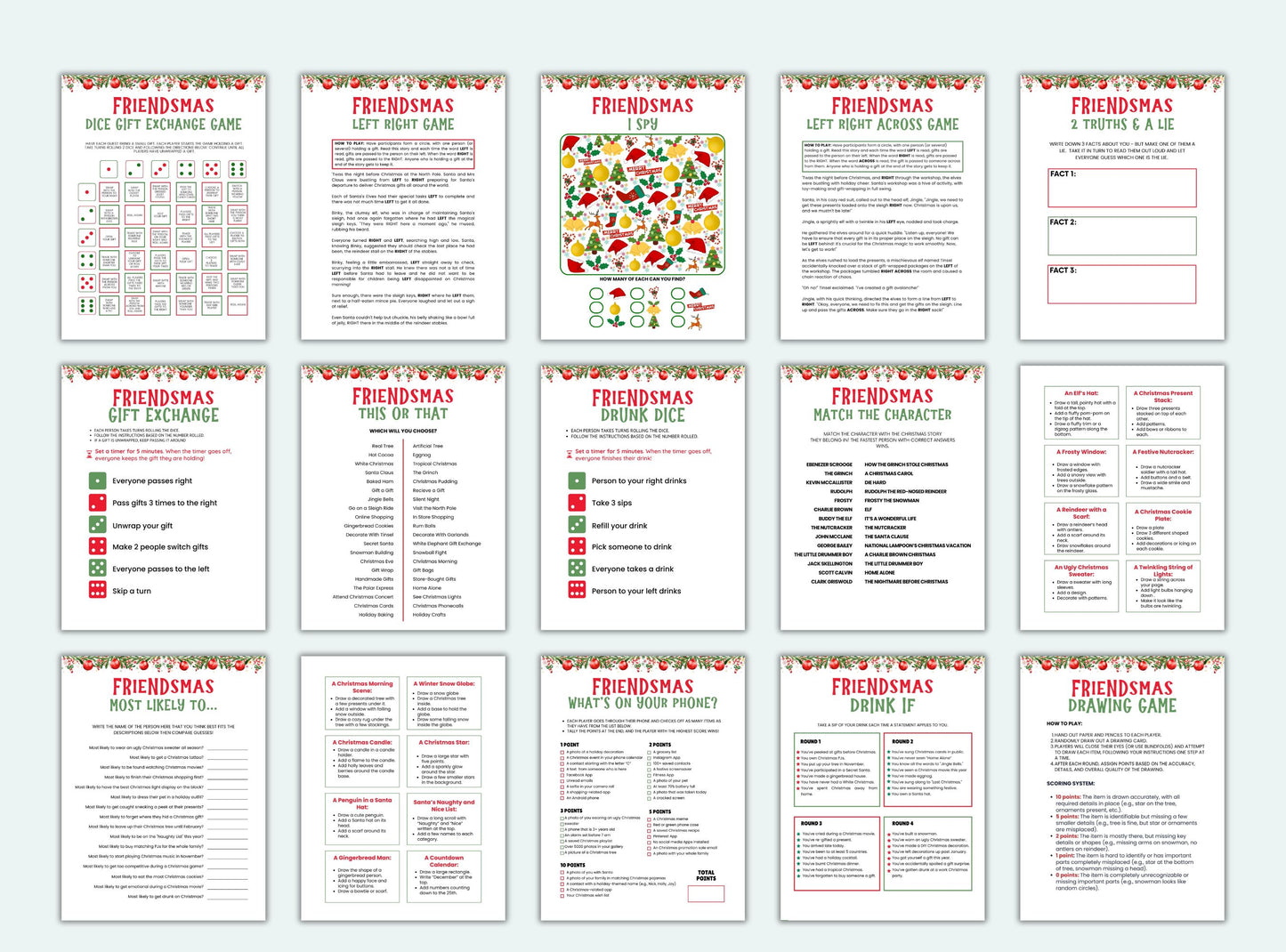 Printable Friendsmas Party Game Bundle