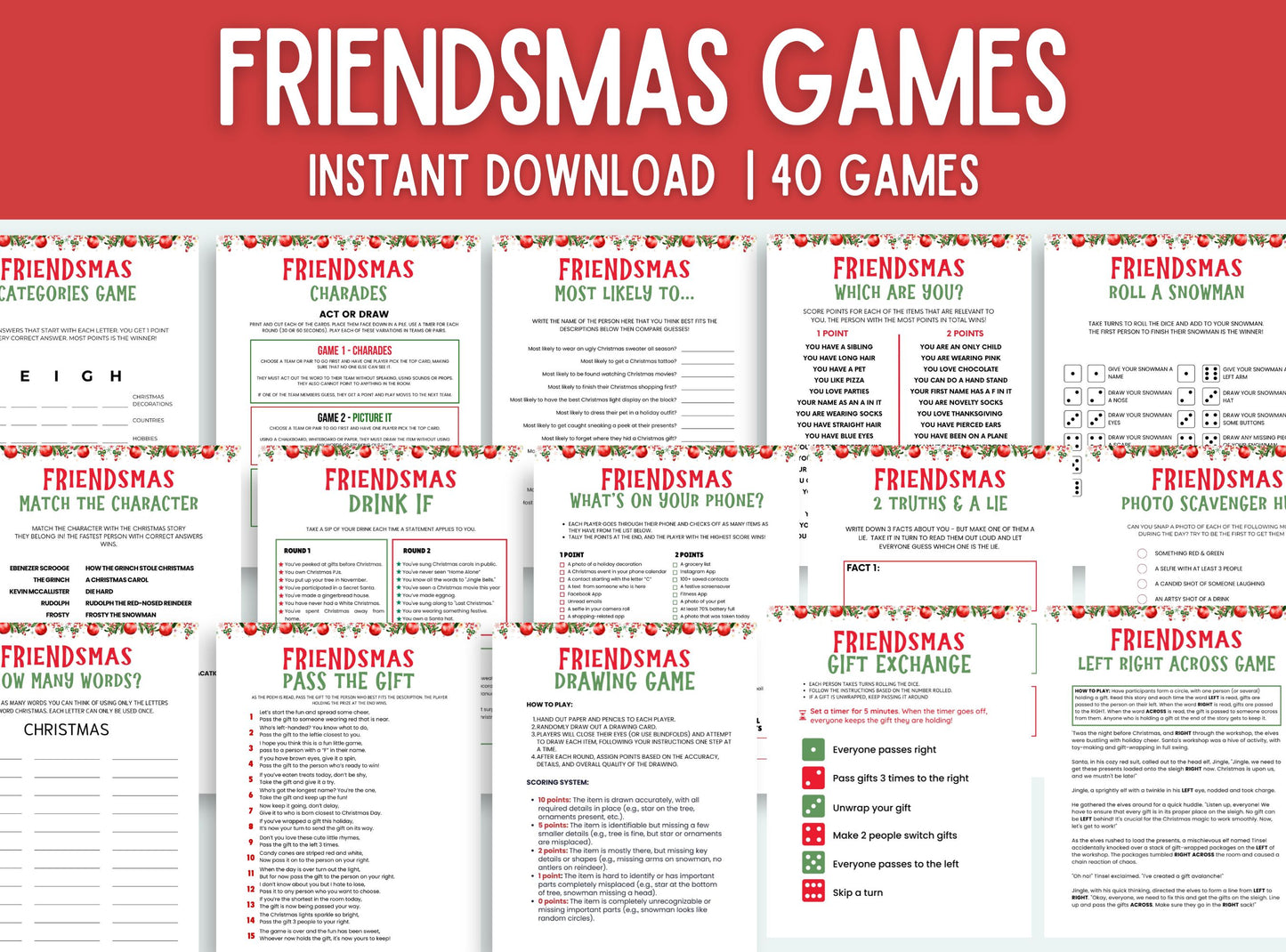 Printable Friendsmas Party Game Bundle