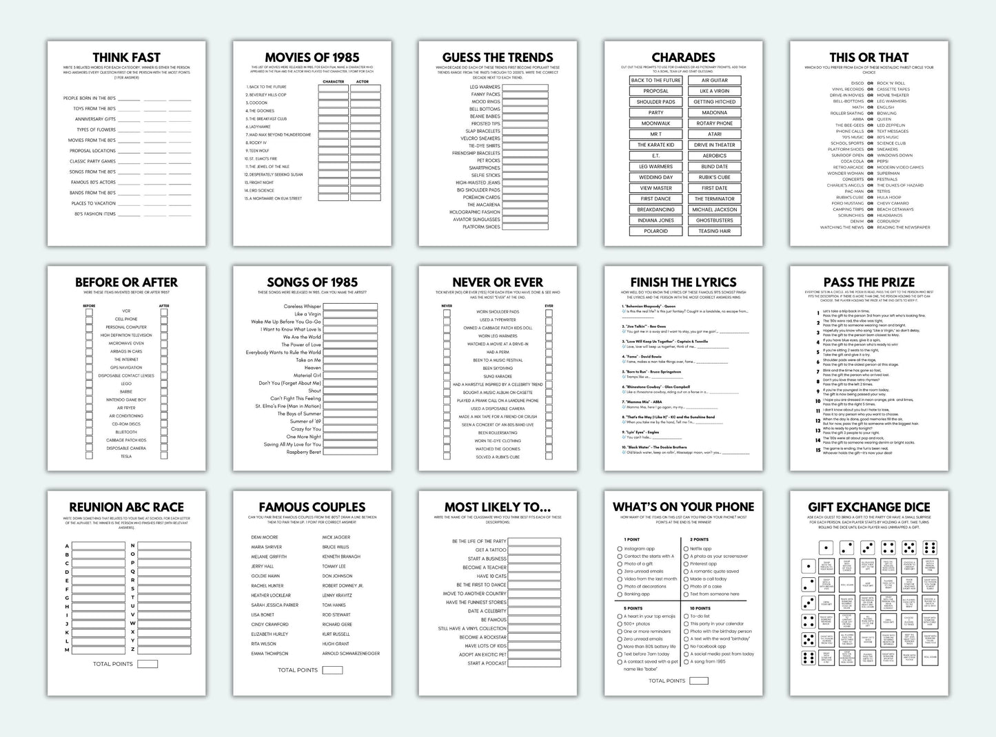 Printable Graduated In 1985 Party Game Bundle