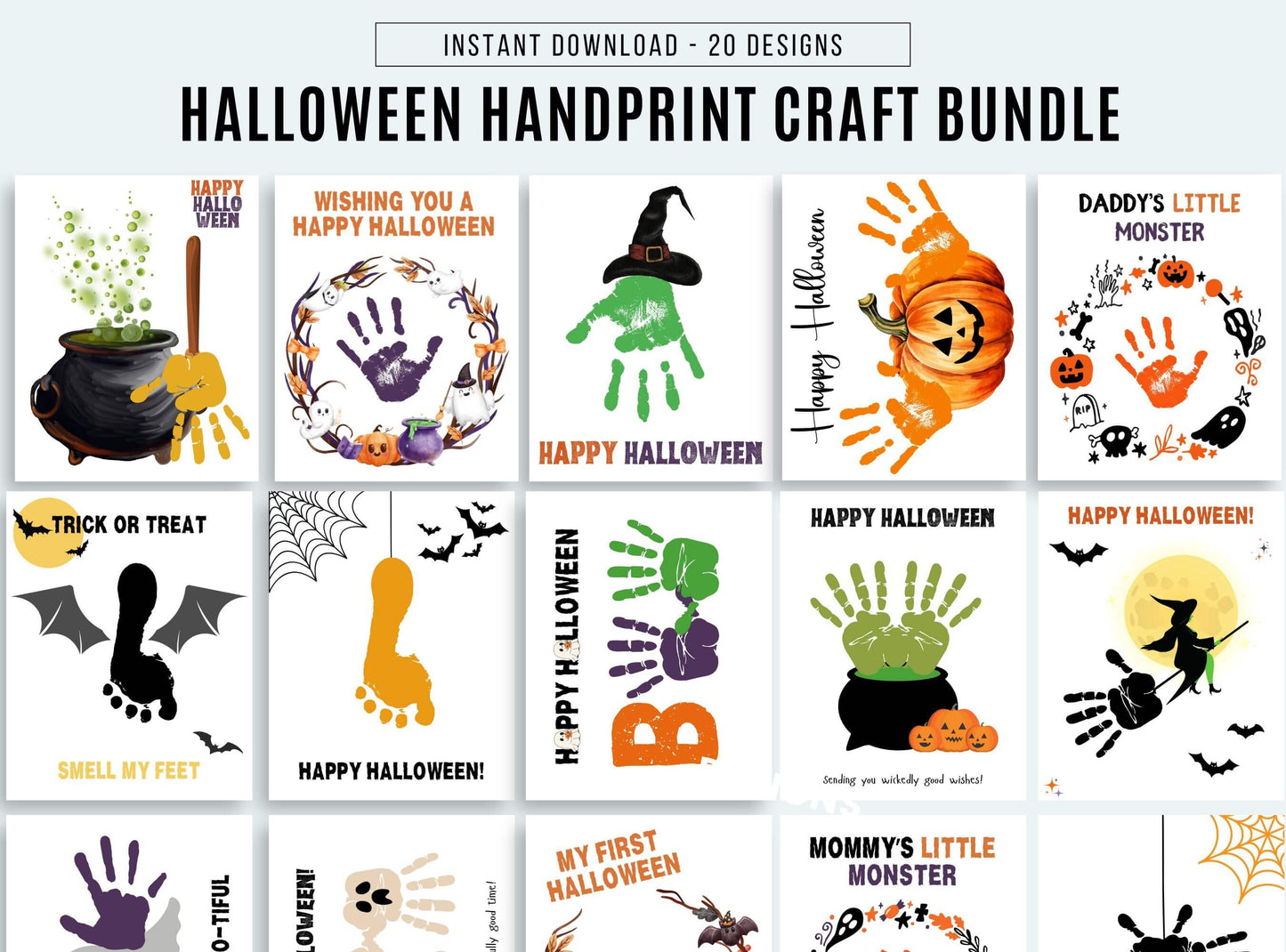 Printable Halloween Handprint Craft Bundle