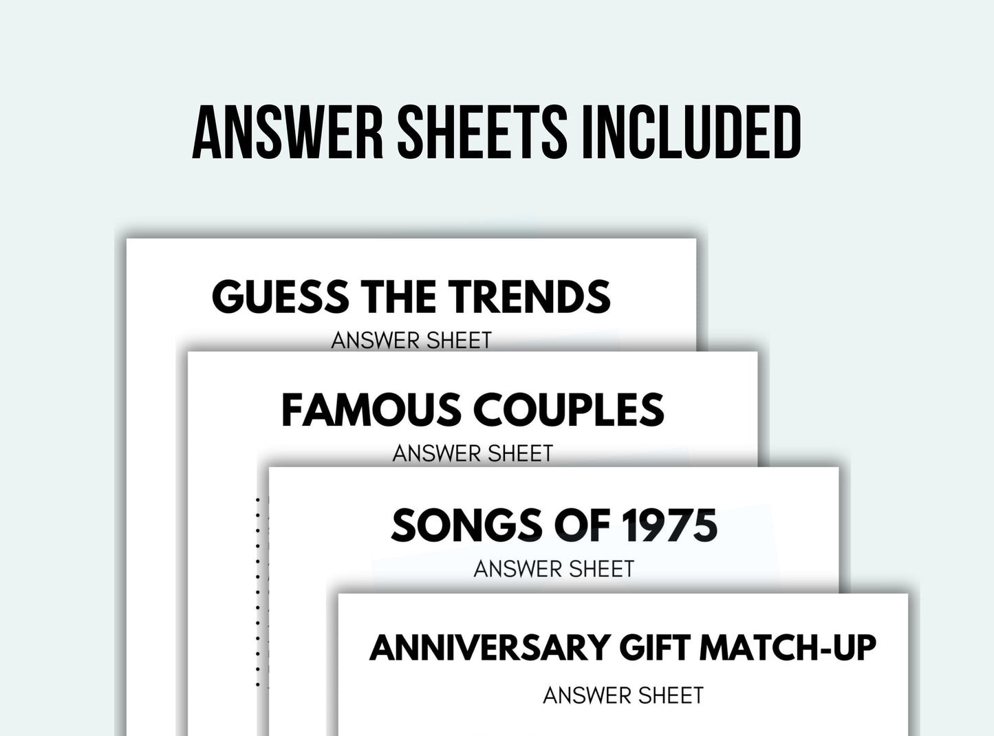 Printable Married In 1975 Party Game Bundle
