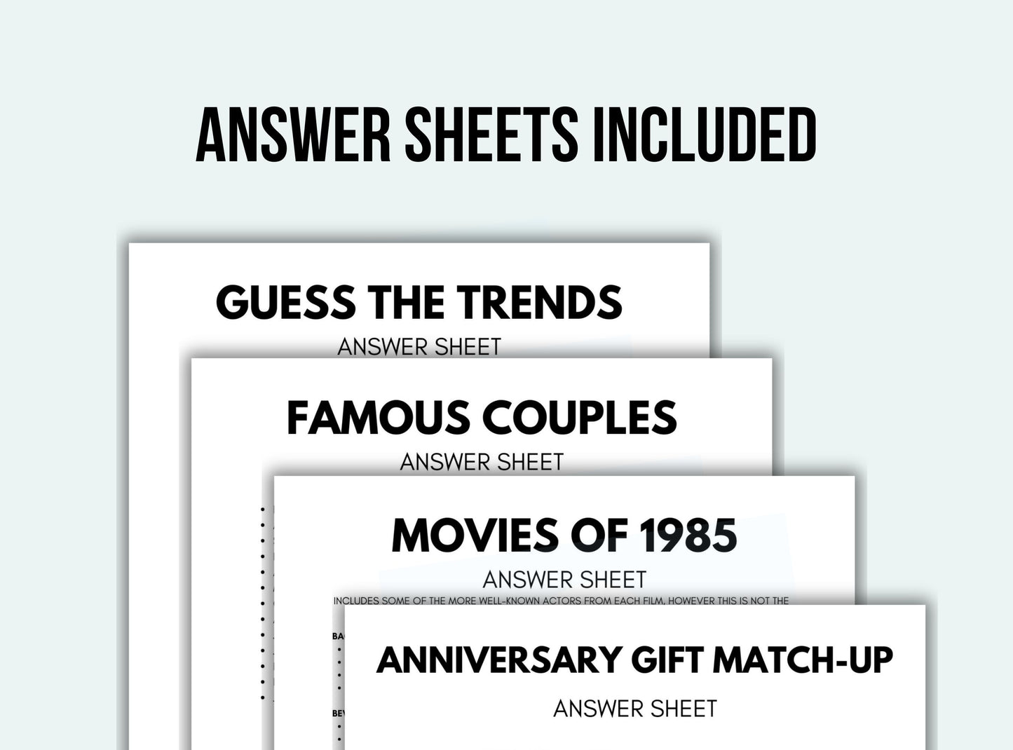 Printable Married In 1985 Party Game Bundle