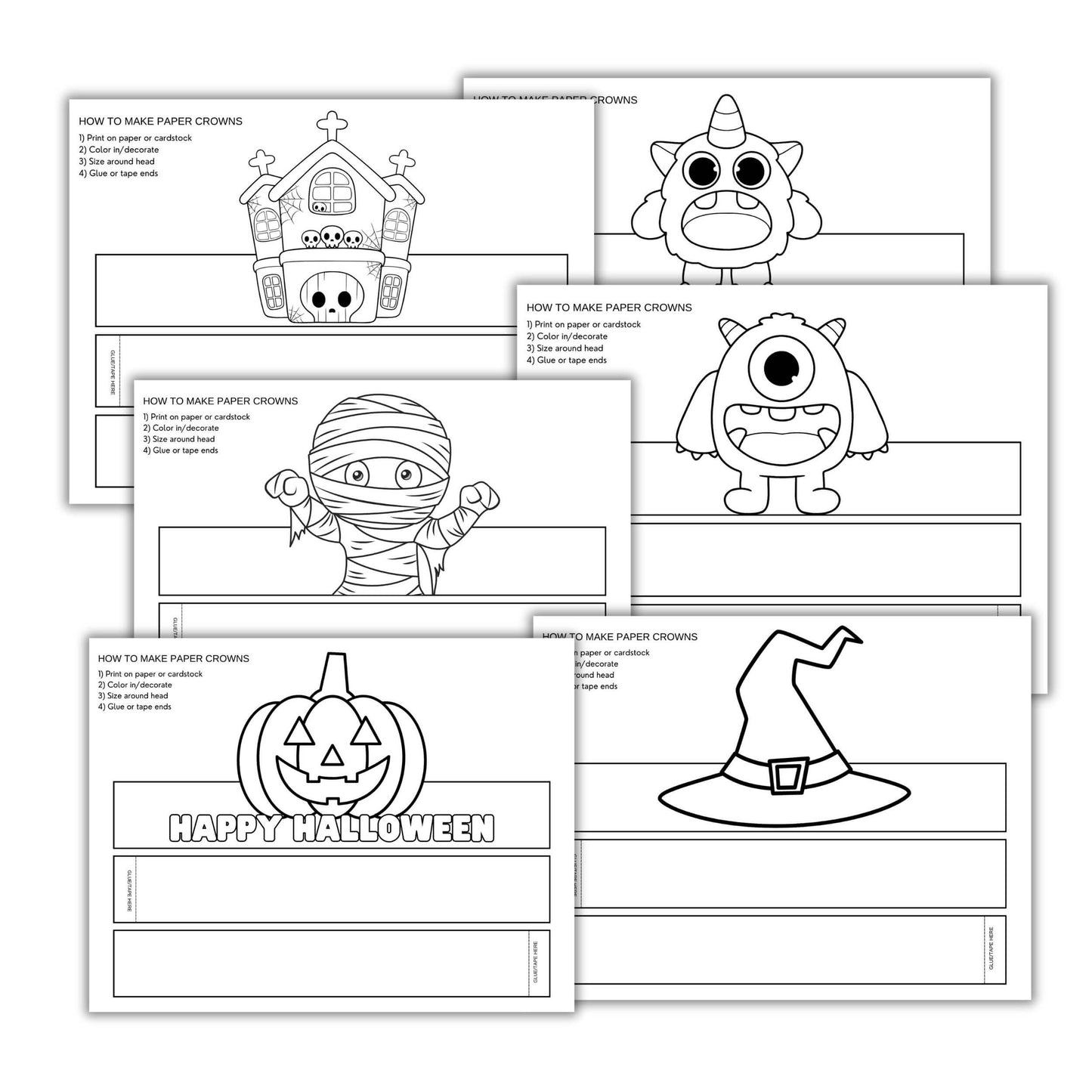Printable Halloween Paper Crown Bundle