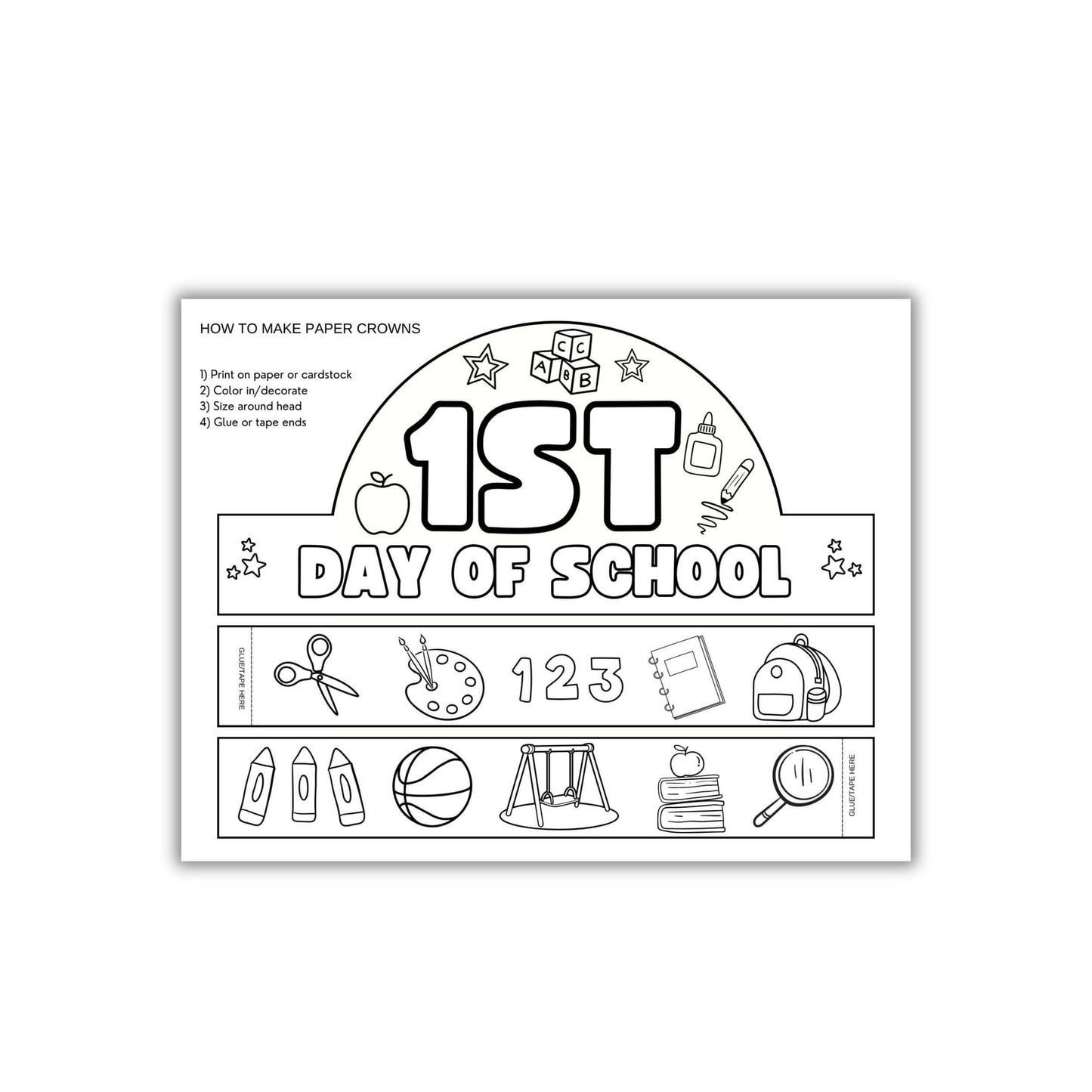 Printable 1st Day of School Paper Crown