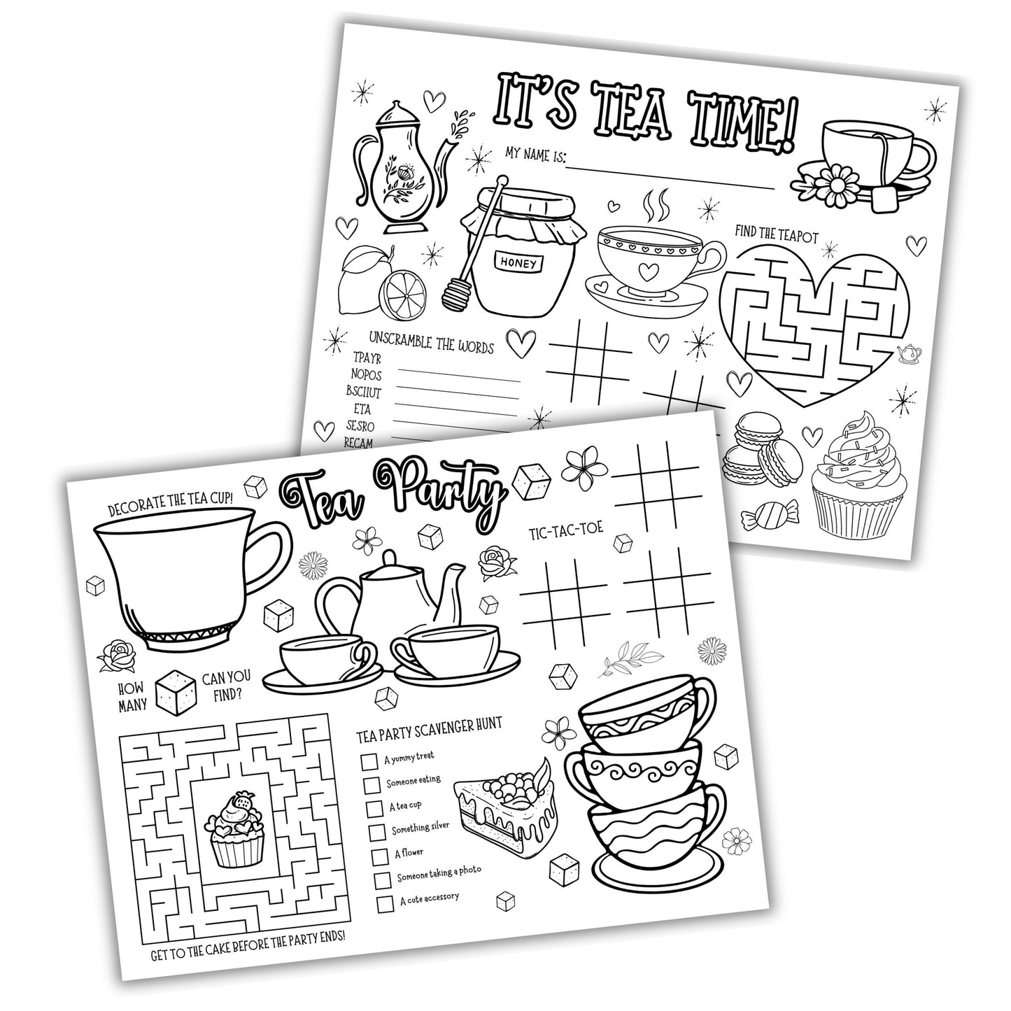 Tea Party Activity Placemats