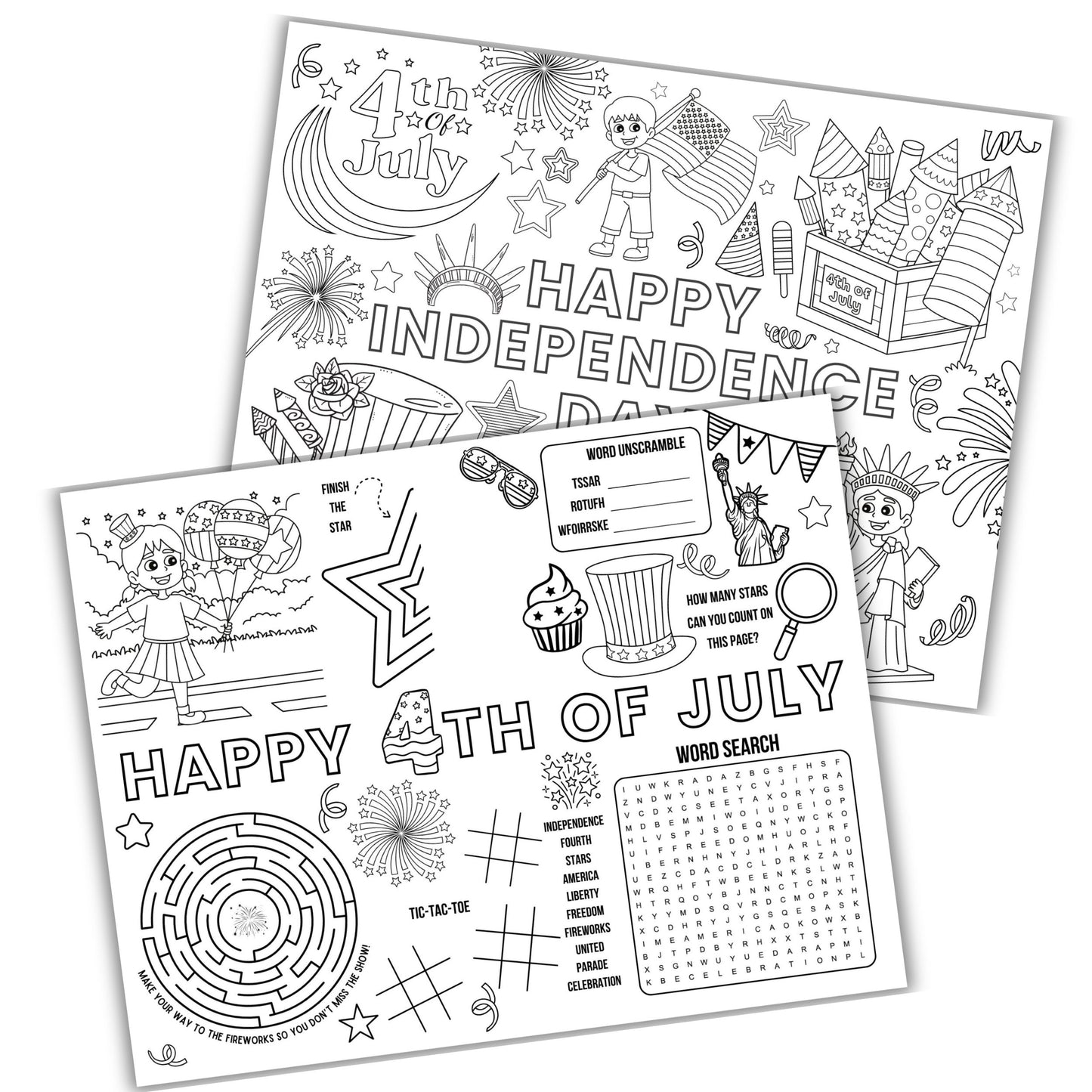 Printable 4th Of July Activity Placemats