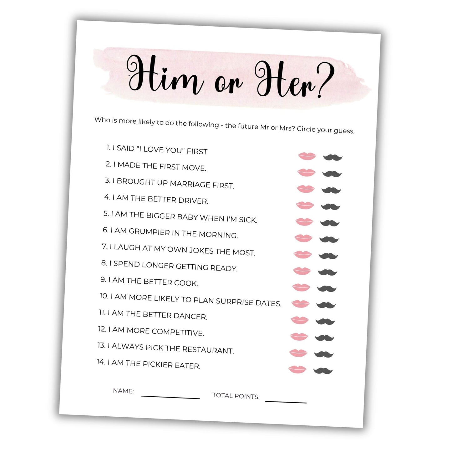him or her bachelorette game