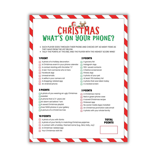 Printable Christmas What's On Your Phone Game