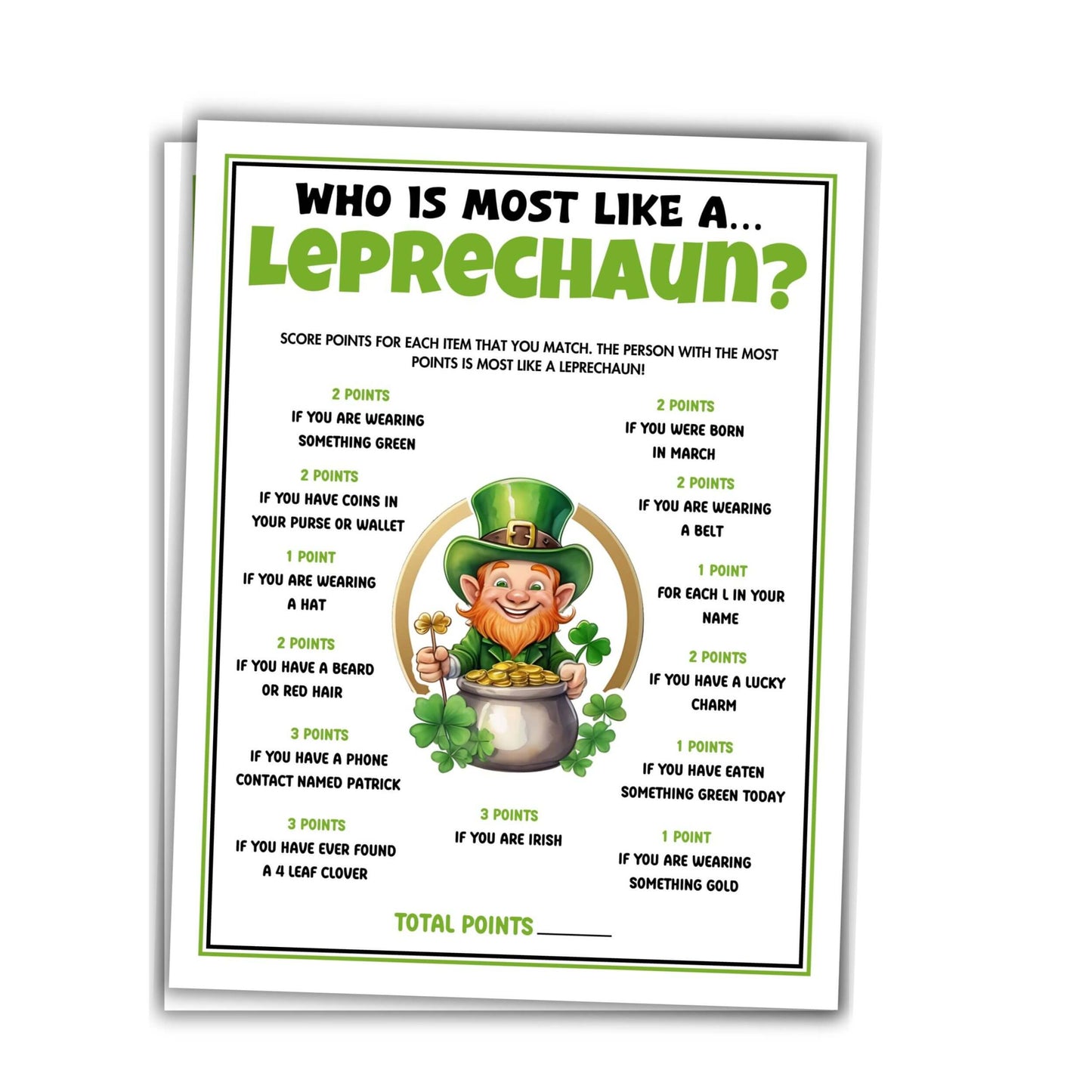 Who Is Most Like A Leprechaun Game.