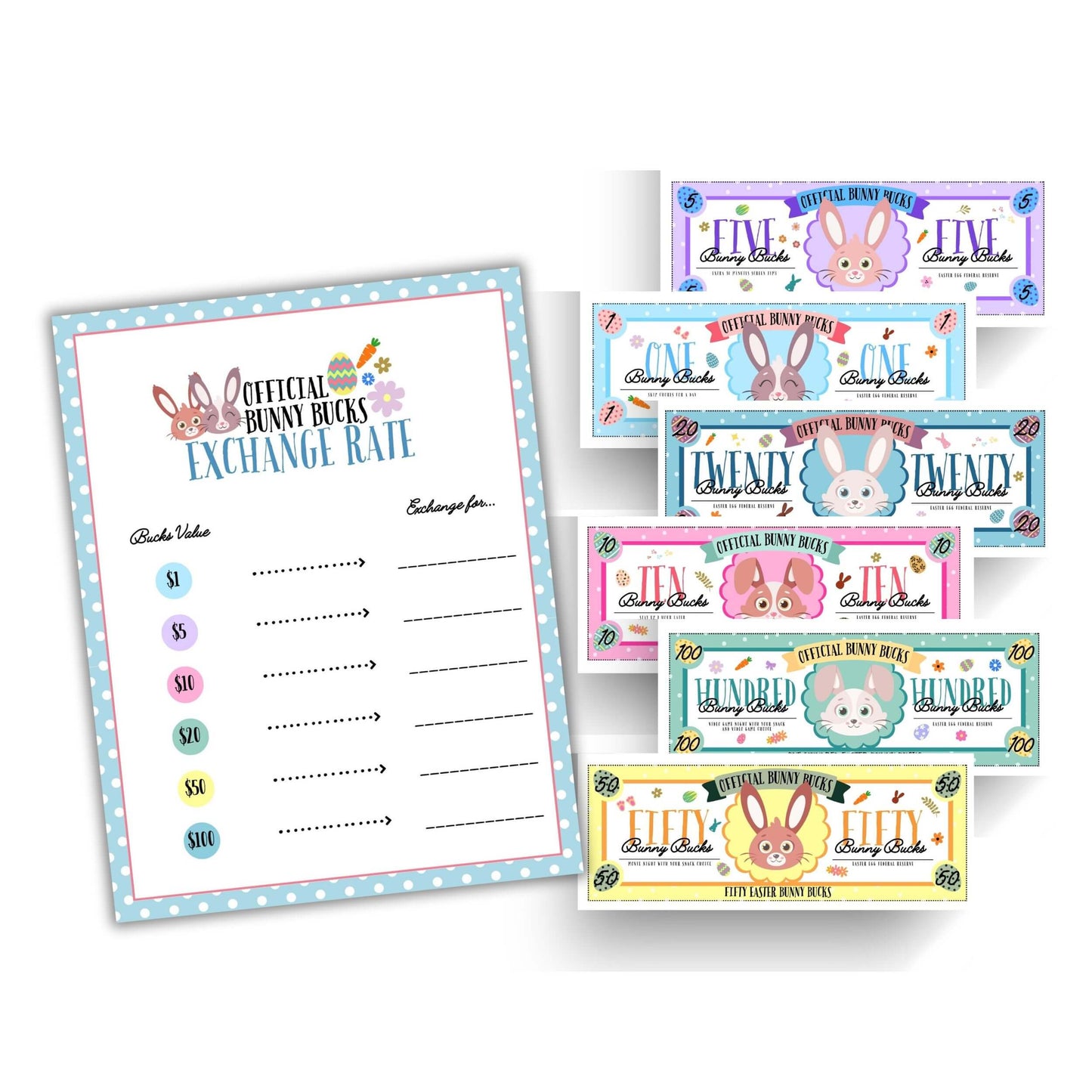 printable Easter Bunny Bucks.