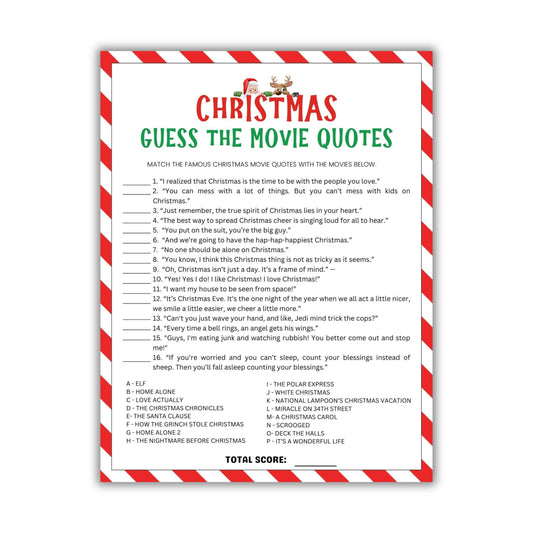 Printable Christmas Movie Quote Trivia Game