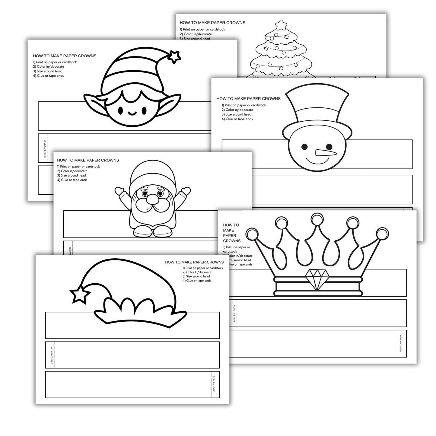 Printable Christmas Paper Crown Bundle