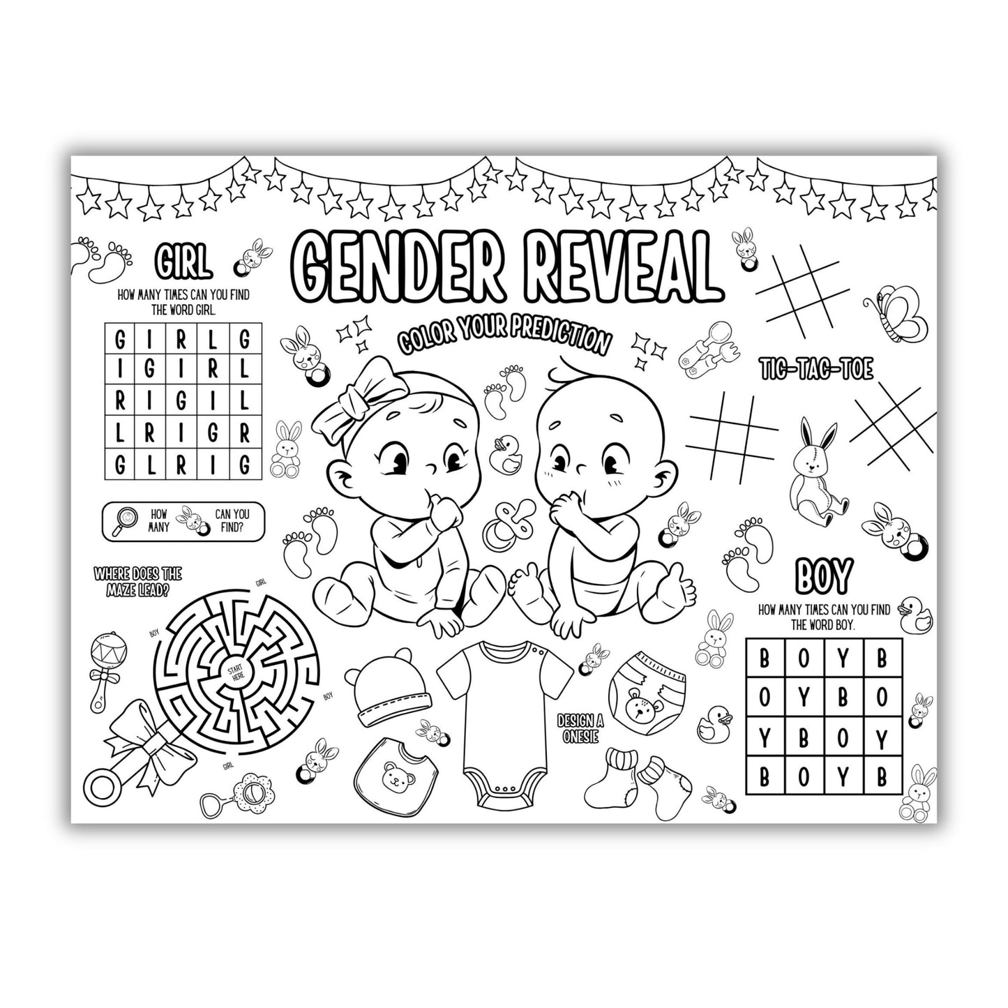 Gender Reveal Activity Placemat