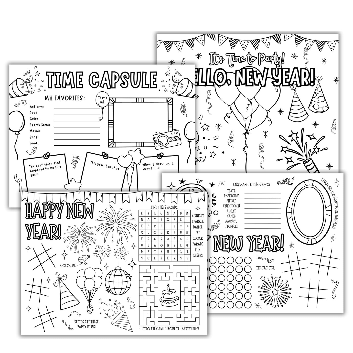 New Years Eve Activity Placemats