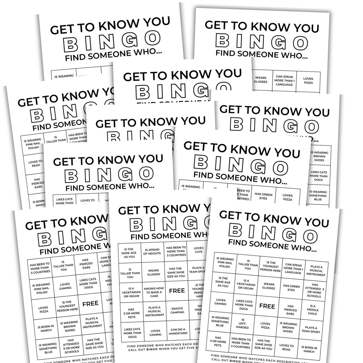 Get To Know You Bingo Cards