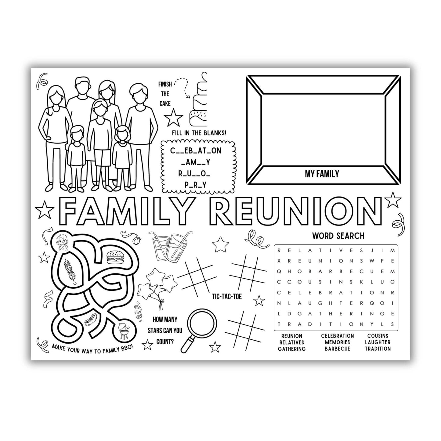 Family Reunion Activity Placemat