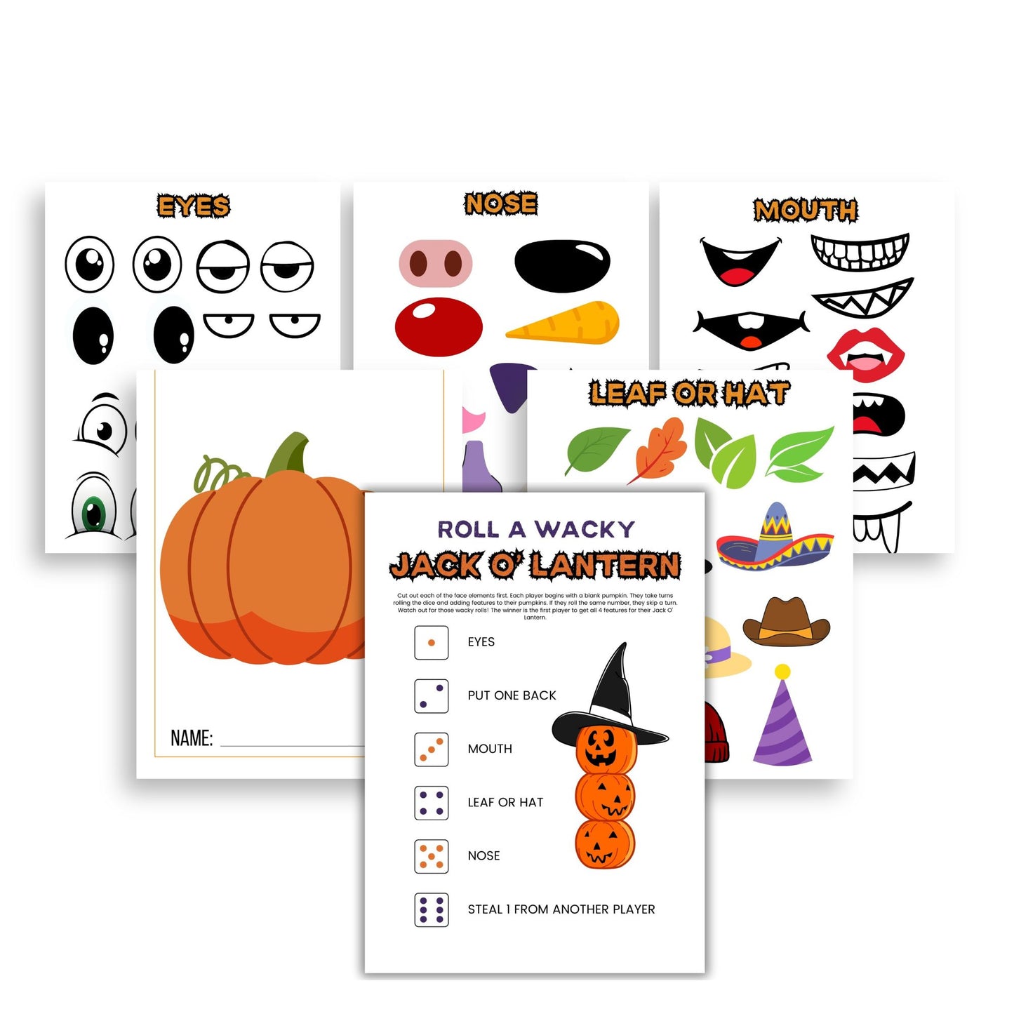 Halloween Roll A Wacky Jack O' Lantern Dice Game - Simplify Create Inspire