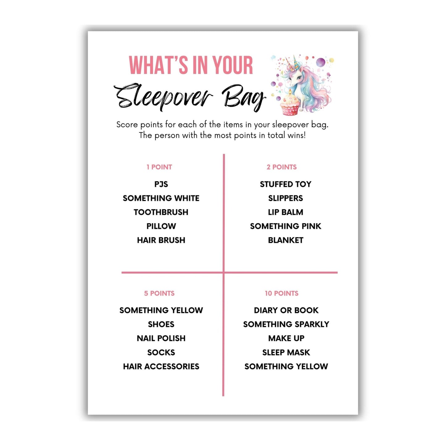 Whats In Your Sleepover Bag Game - Simplify Create Inspire