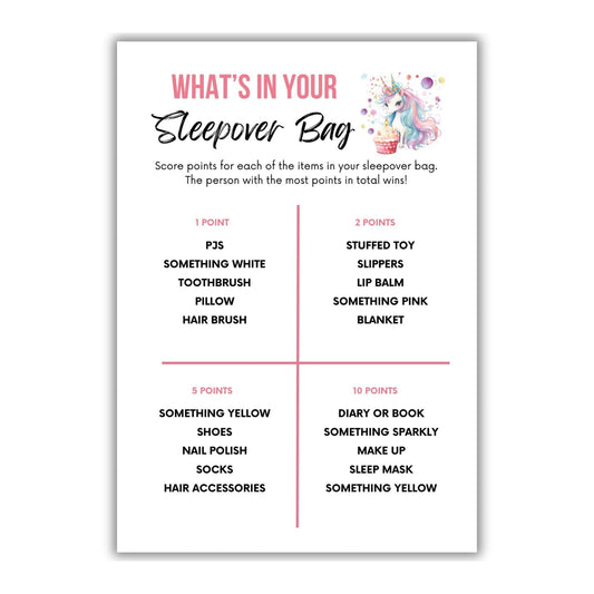Whats In Your Sleepover Bag Game - Simplify Create Inspire