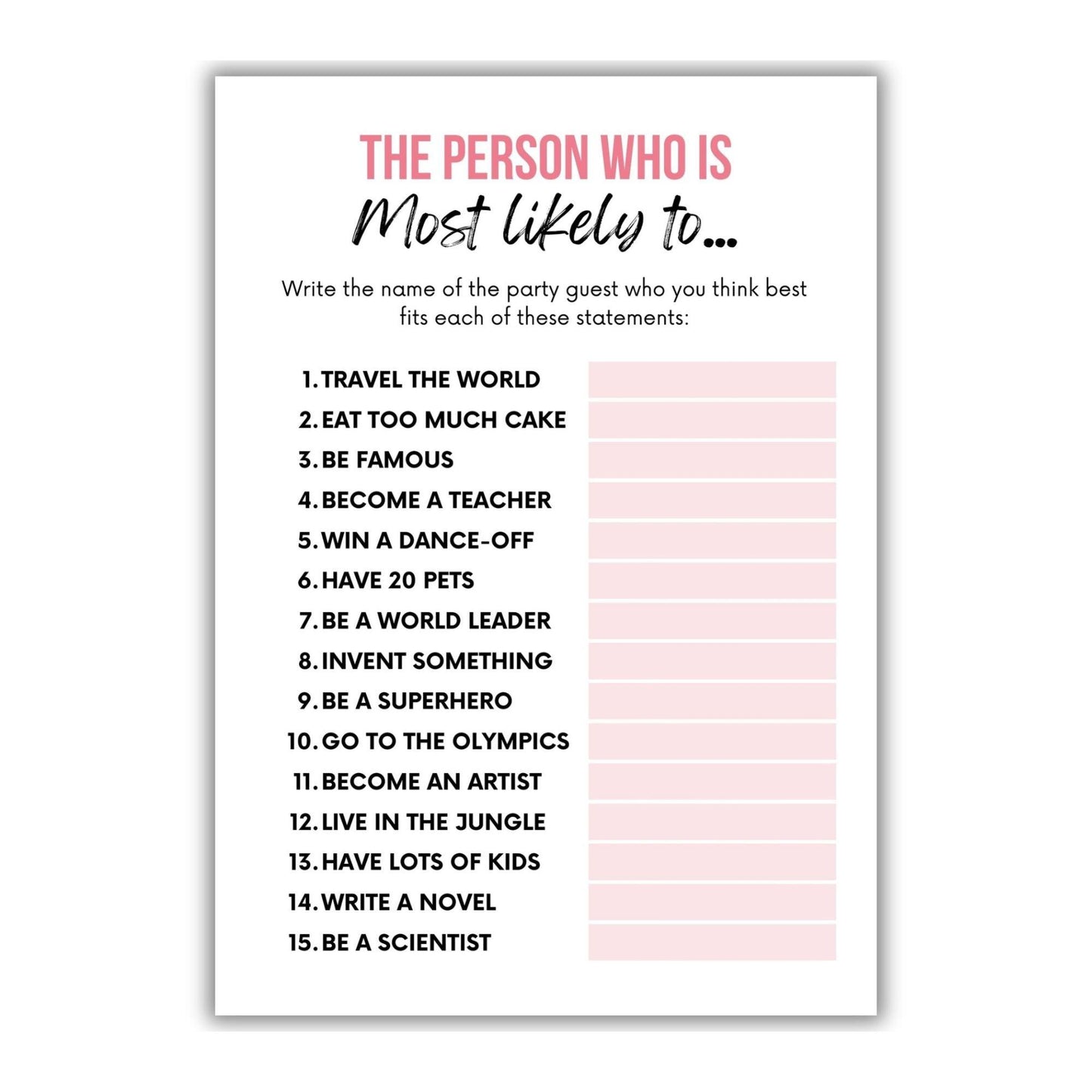 Who's Most Likely To Birthday Party Game - Simplify Create Inspire