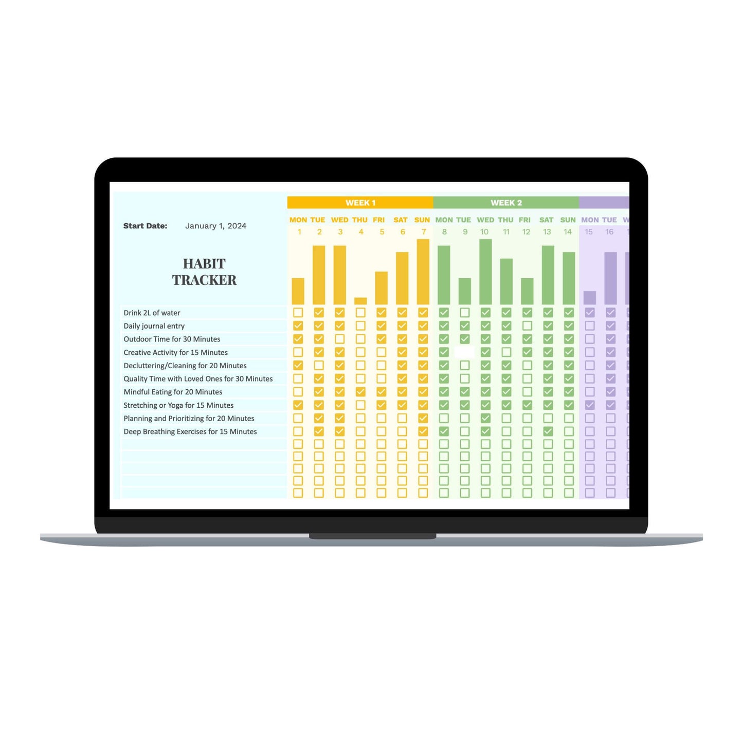 Simple Habit Tracker Spreadsheet